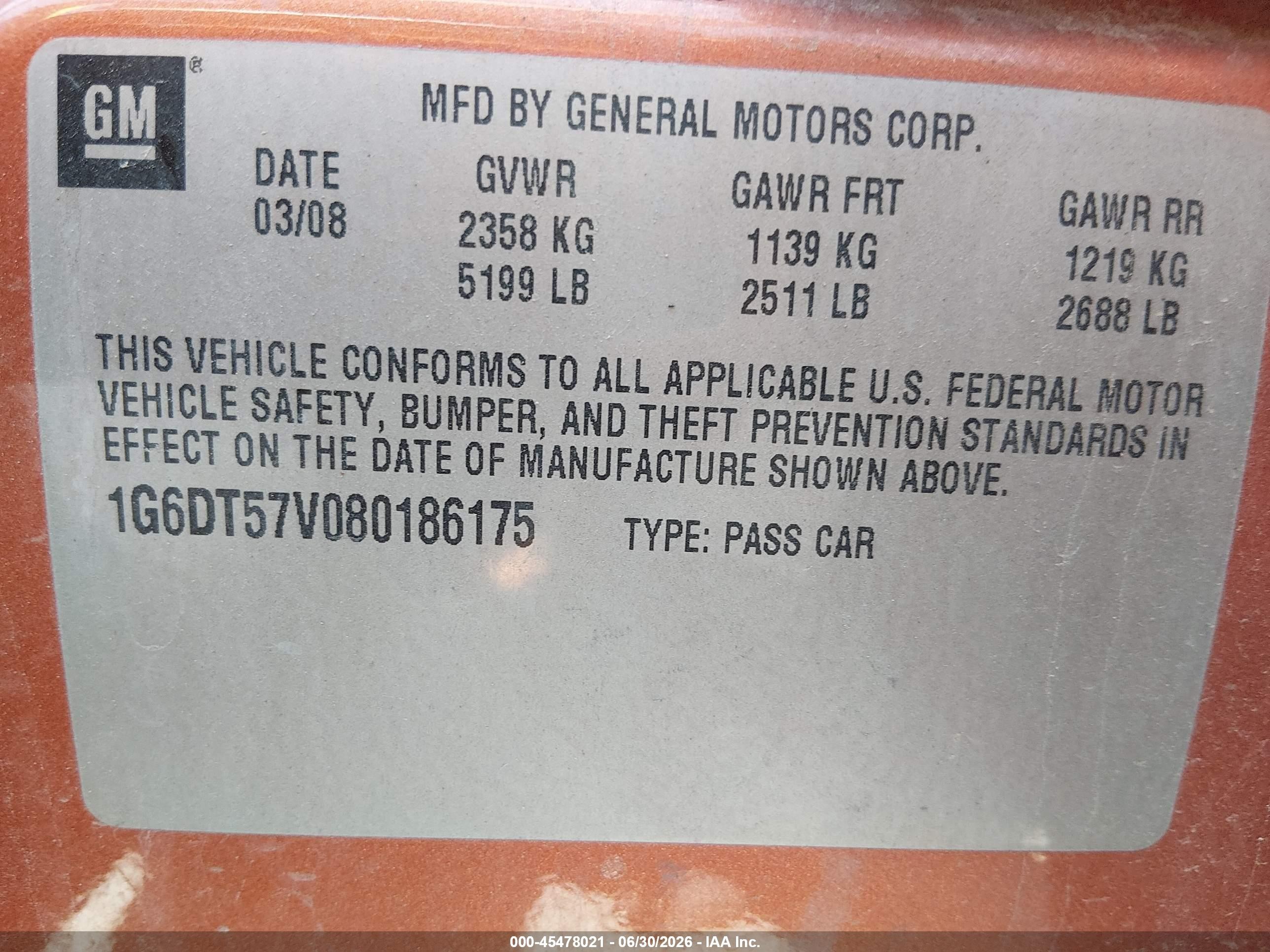 2008 Cadillac Cts Awd W/1sb Orange vin: 1G6DT57V080186175