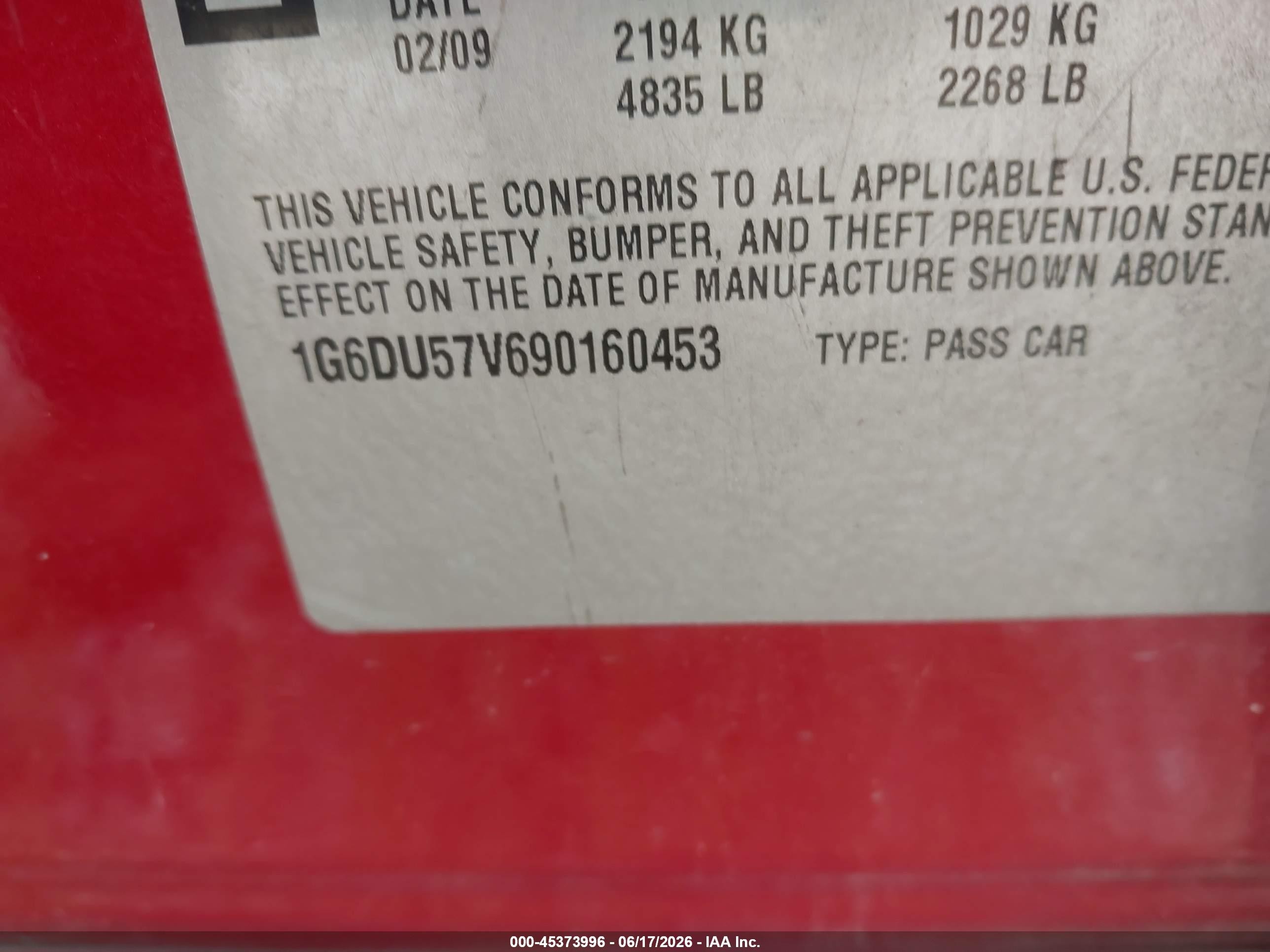 2009 Cadillac Cts Standard Red vin: 1G6DU57V690160453