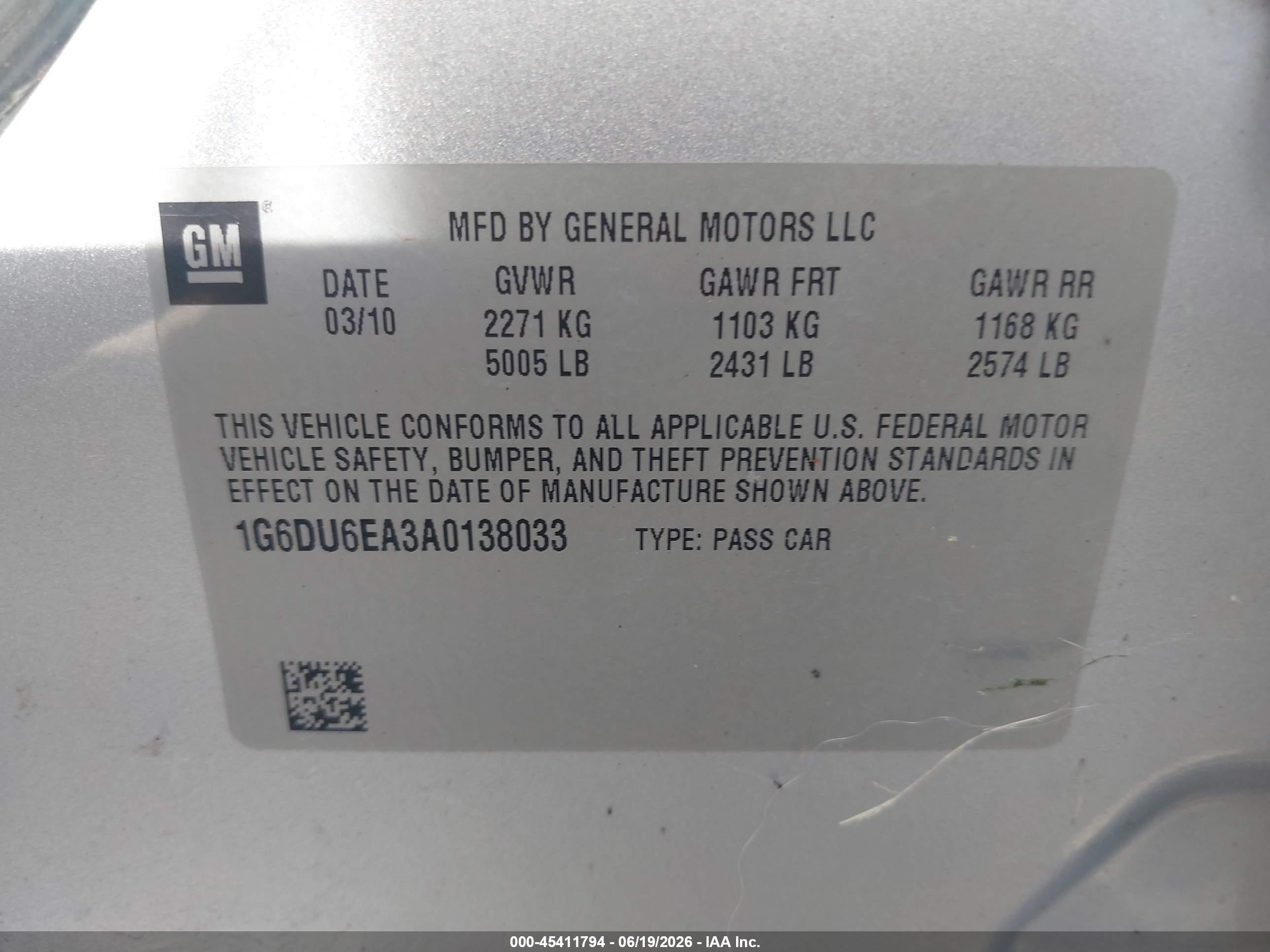 2010 Cadillac Sts Rwd W/1se Silver vin: 1G6DU6EA3A0138033