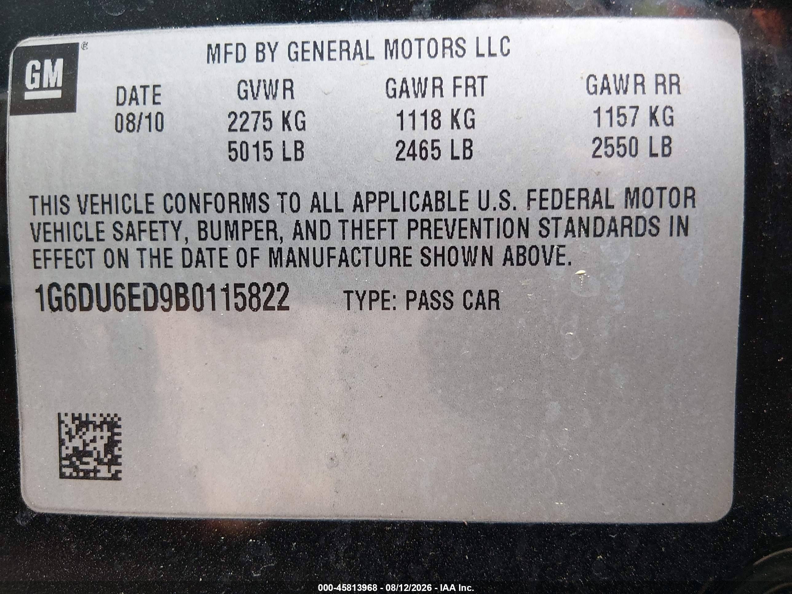 2011 Cadillac Sts Luxury Sport Black vin: 1G6DU6ED9B0115822