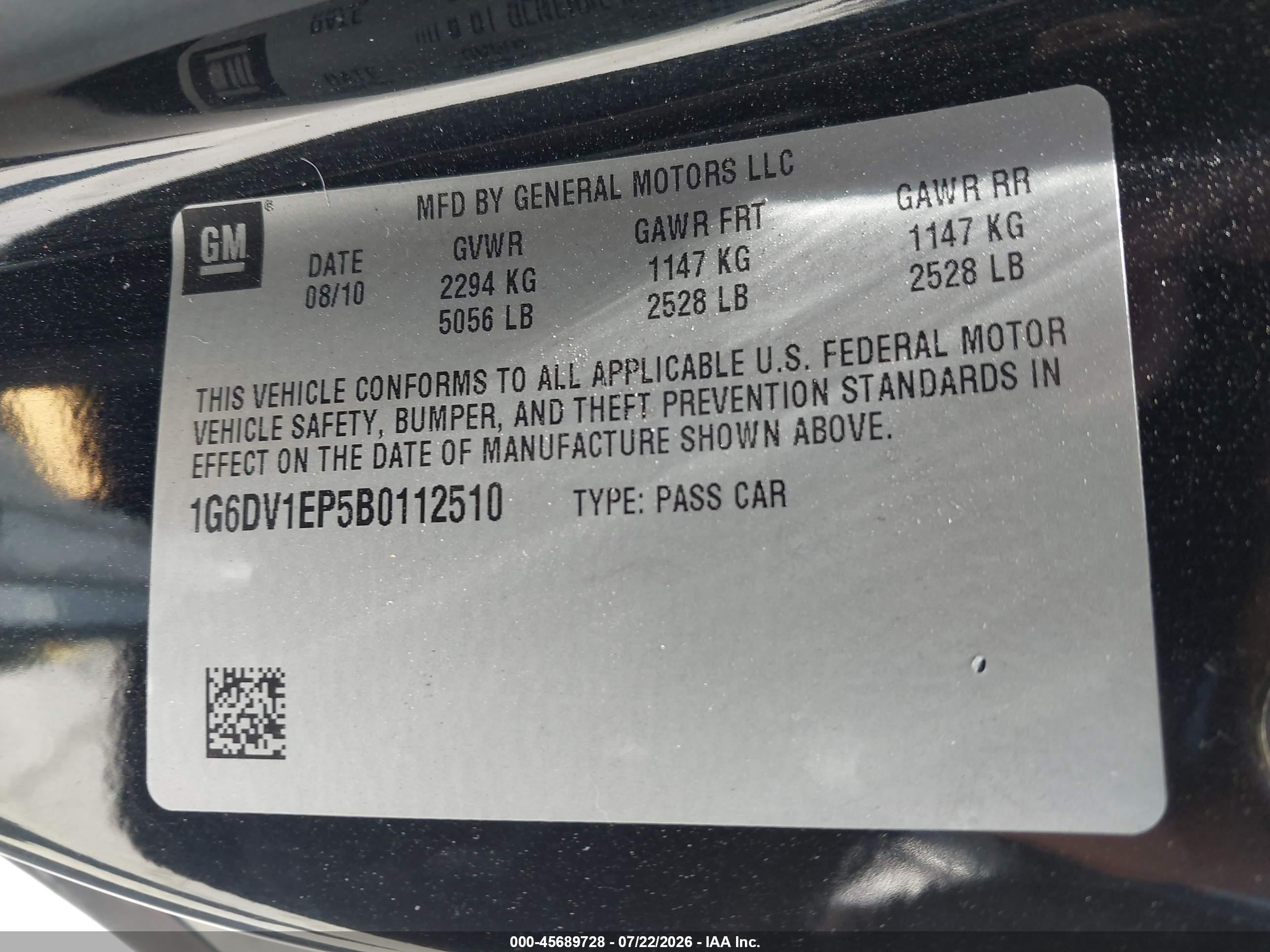 2011 Cadillac Cts-v   Black vin: 1G6DV1EP5B0112510
