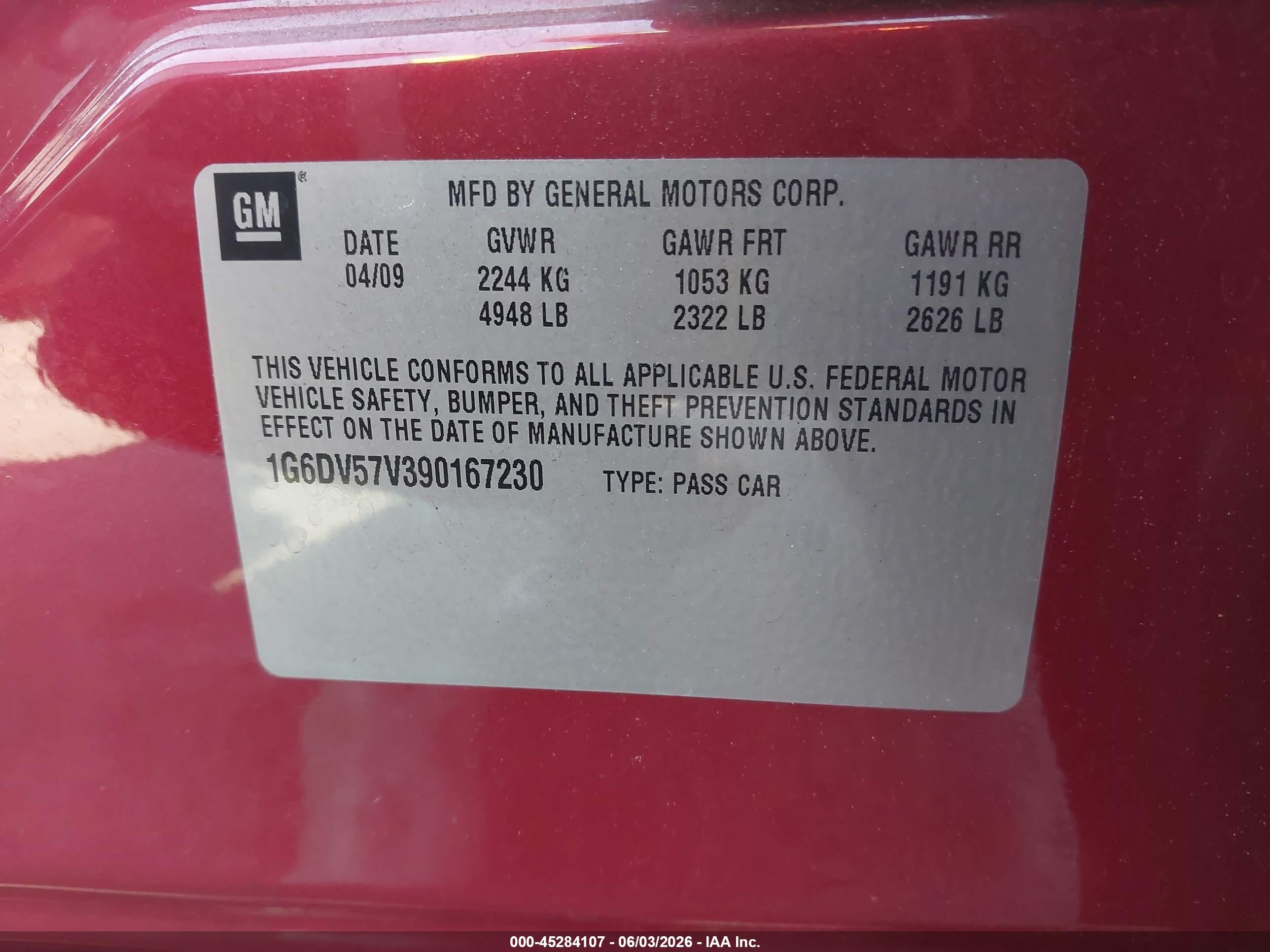 2009 Cadillac Cts Standard Red vin: 1G6DV57V390167230