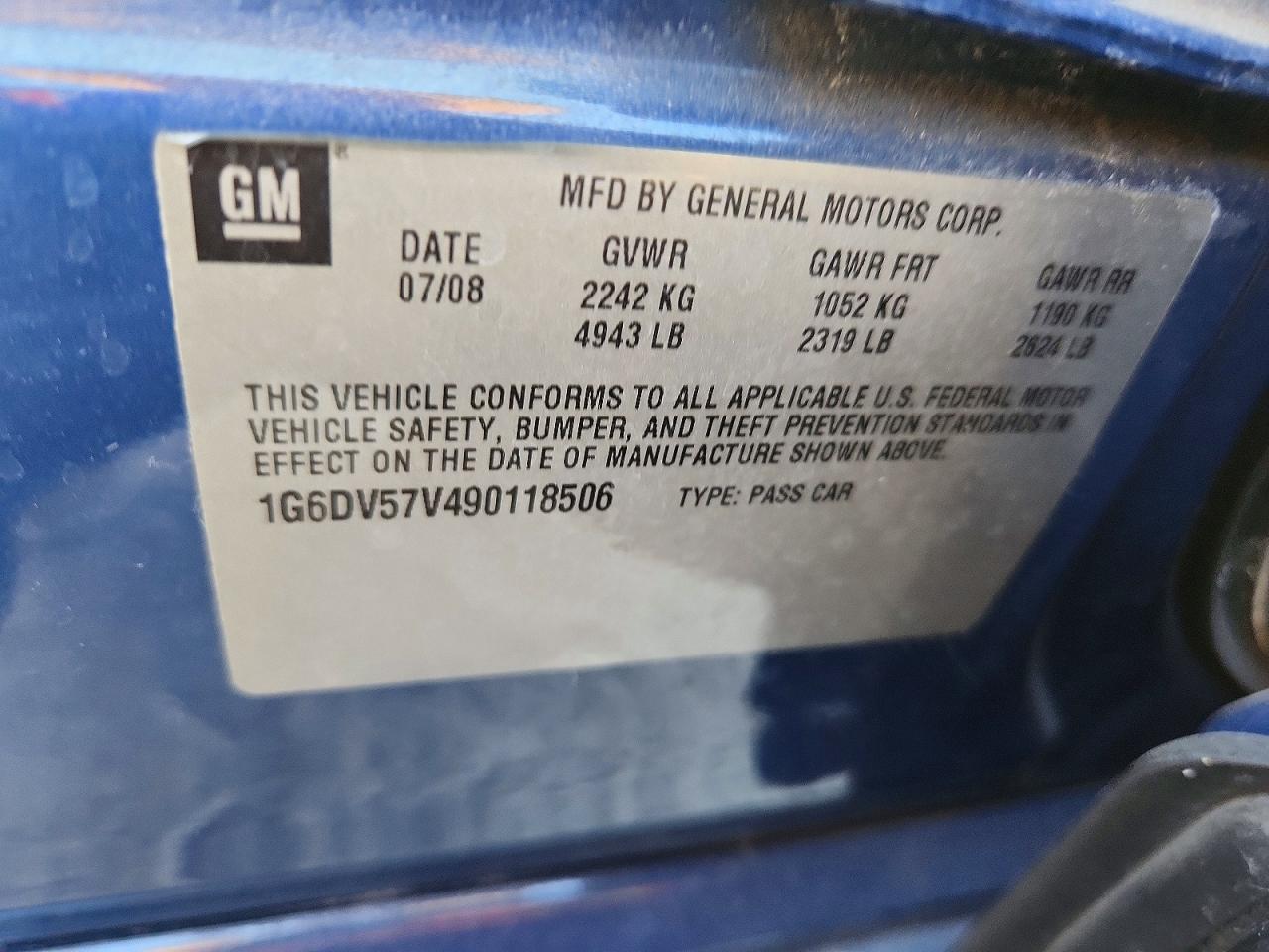 2009 Cadillac Cts Hi Feature V6 Blue vin: 1G6DV57V490118506