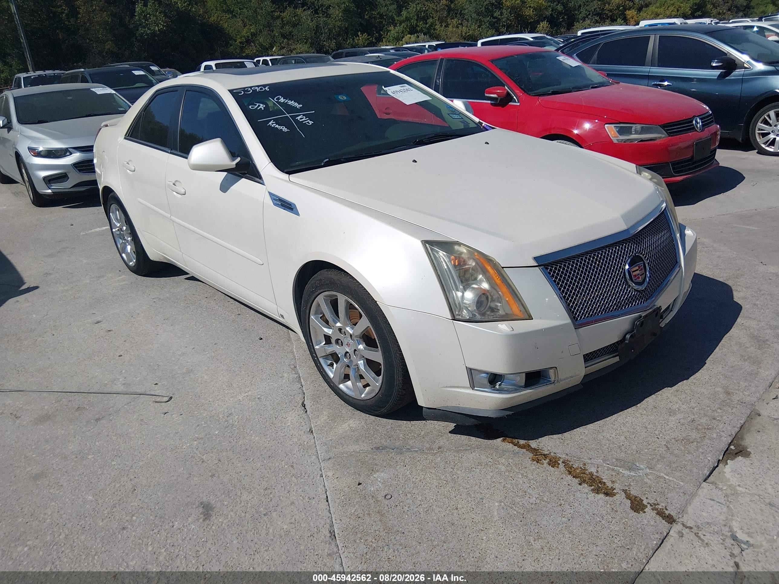 2008 Cadillac Cts Rwd W/1sb White vin: 1G6DV57V980161317
