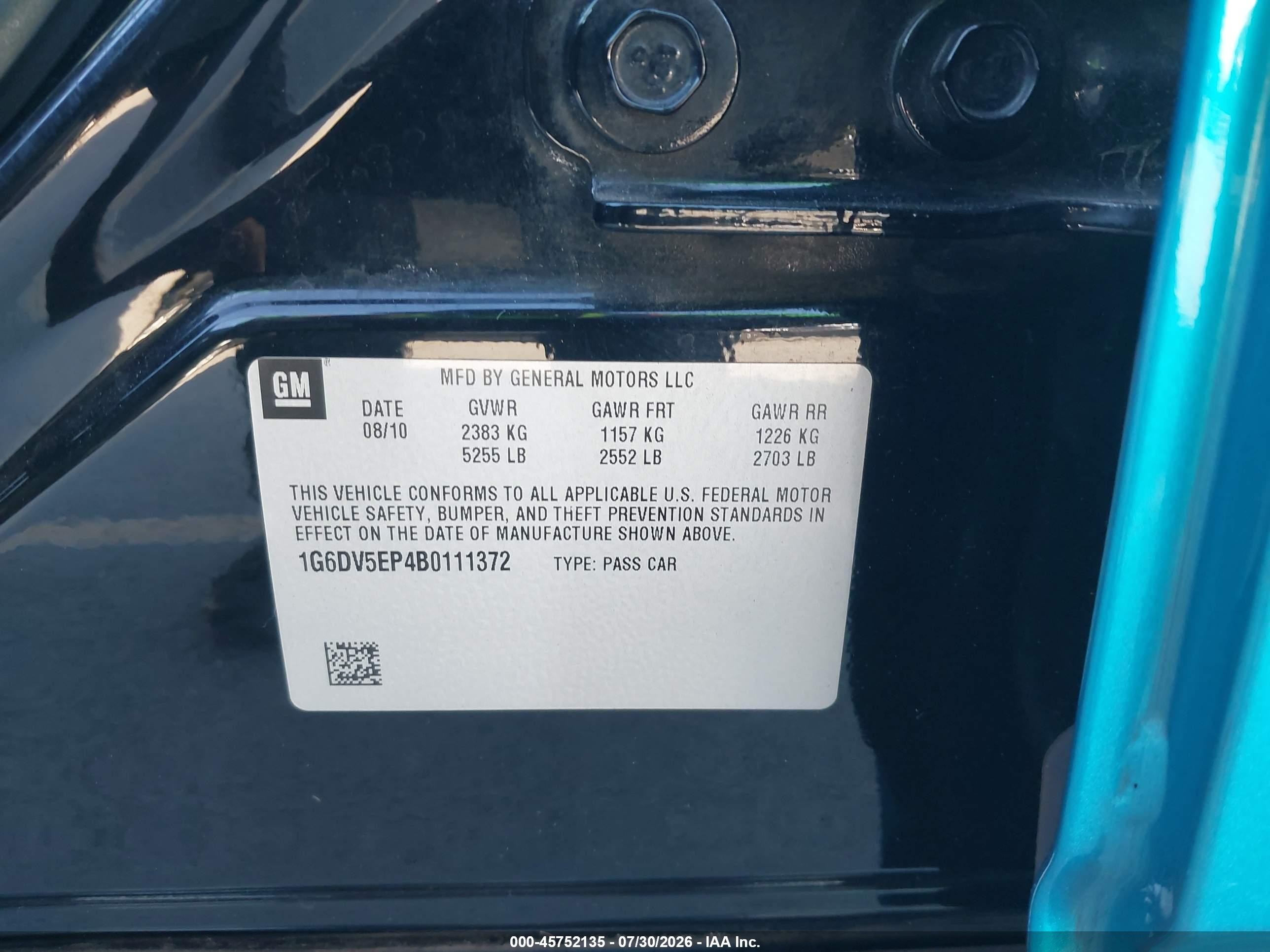 2011 Cadillac Cts-v   Light Blue vin: 1G6DV5EP4B0111372
