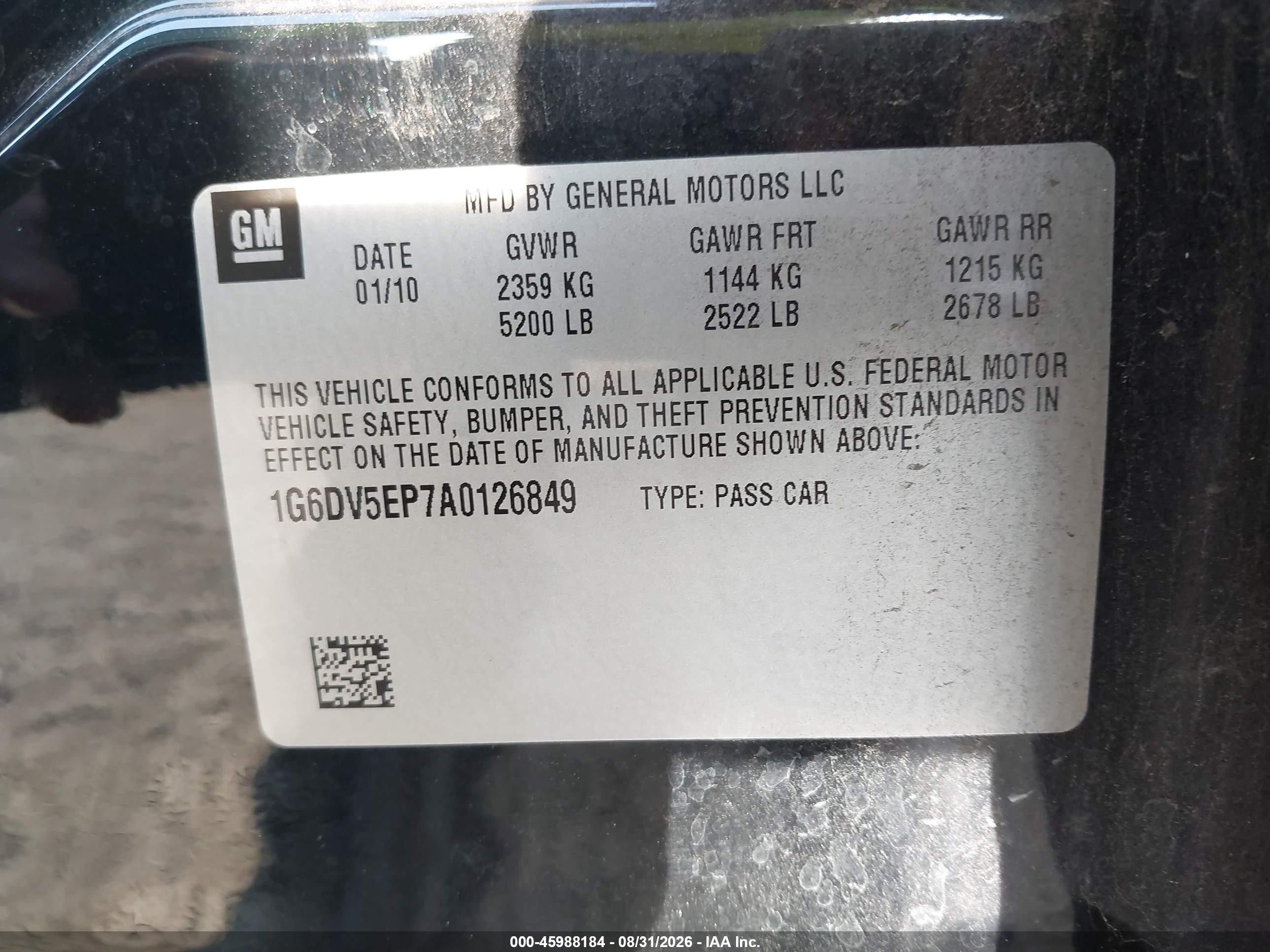 2010 Cadillac Cts-v   Black vin: 1G6DV5EP7A0126849