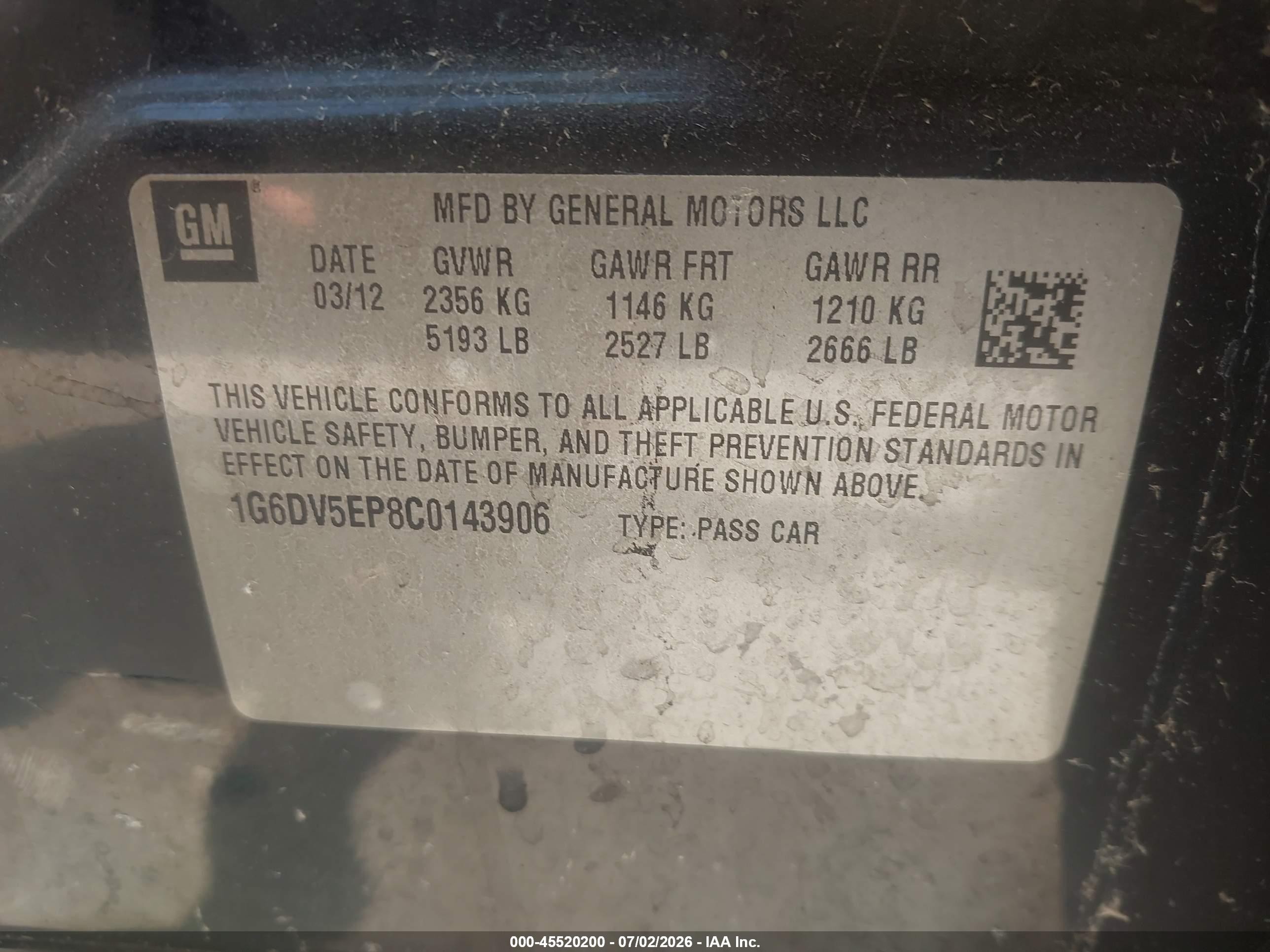2012 Cadillac Cts-v   Black vin: 1G6DV5EP8C0143906