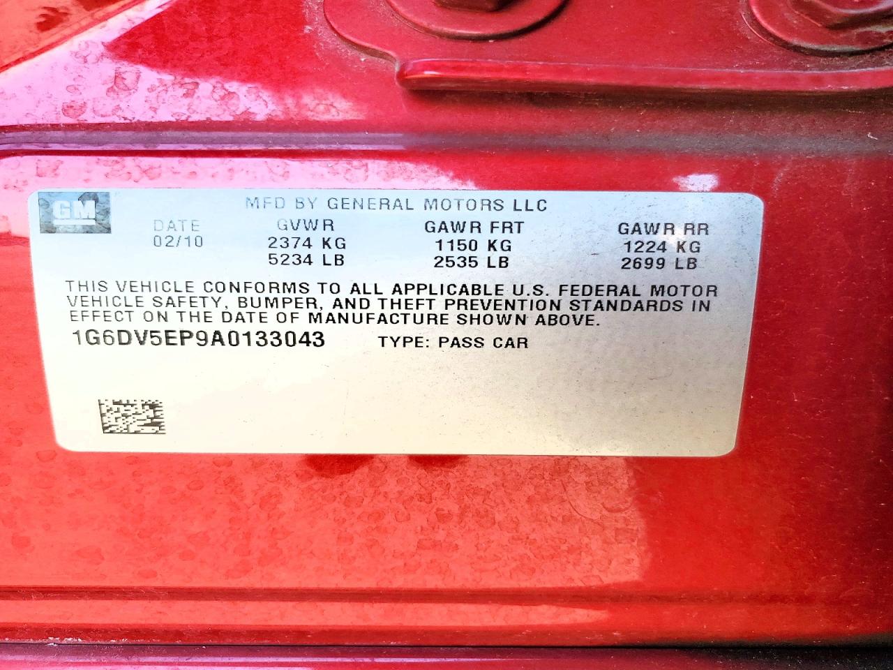 2010 Cadillac Cts-v Red vin: 1G6DV5EP9A0133043