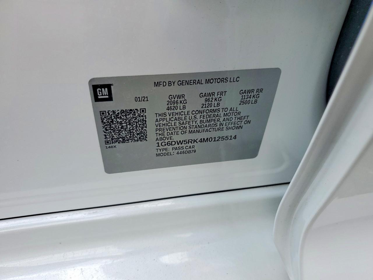 2021 Cadillac Ct5 Luxury White vin: 1G6DW5RK4M0125514