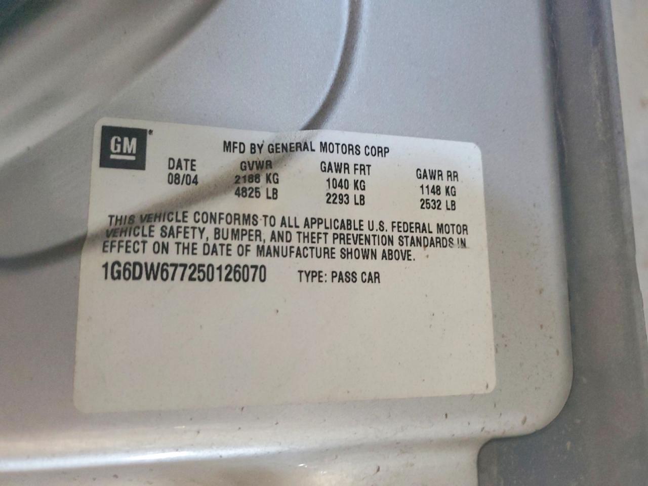 2005 Cadillac Sts Silver vin: 1G6DW677250126070