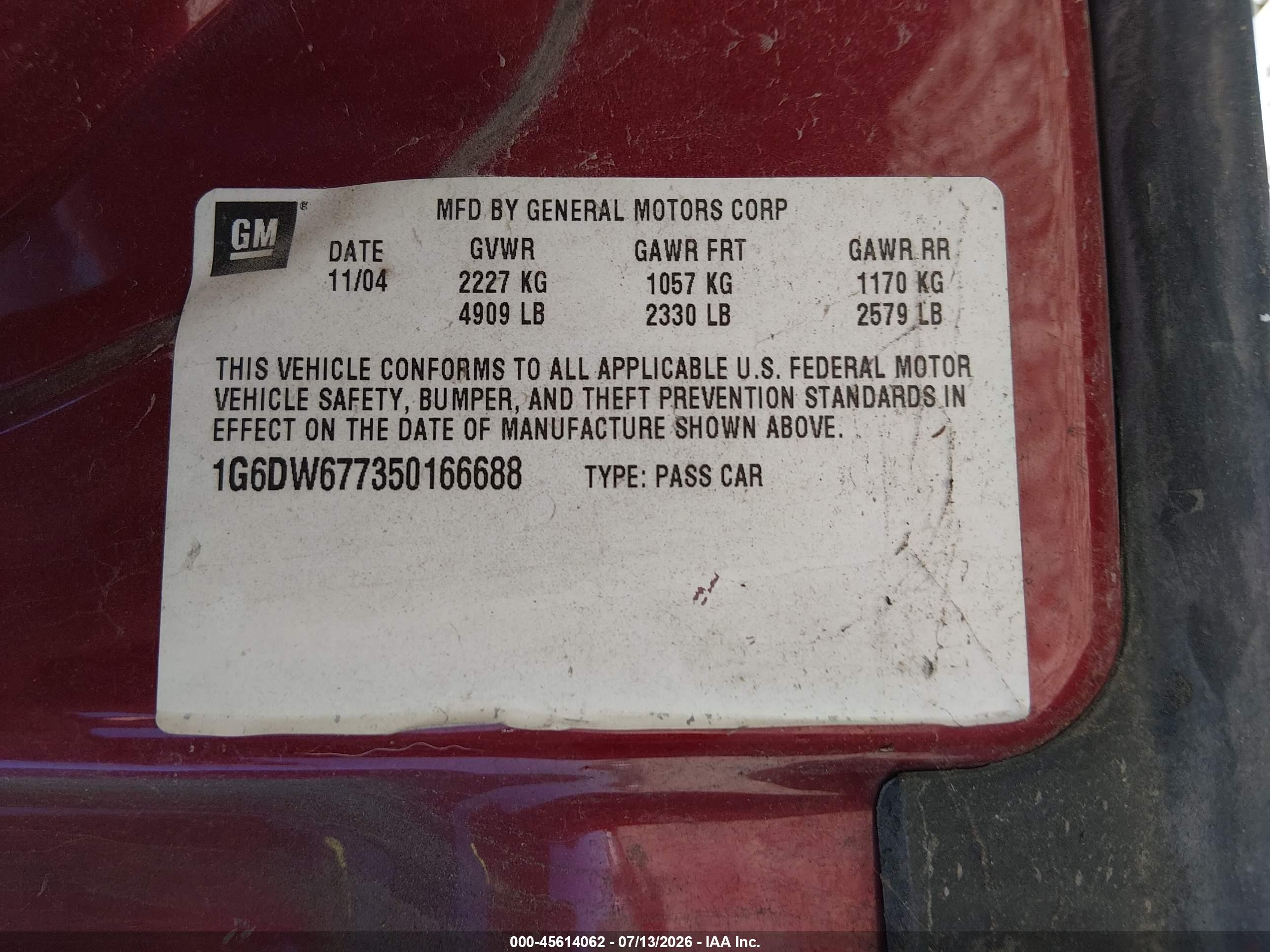 2005 Cadillac Sts V6 Red vin: 1G6DW677350166688