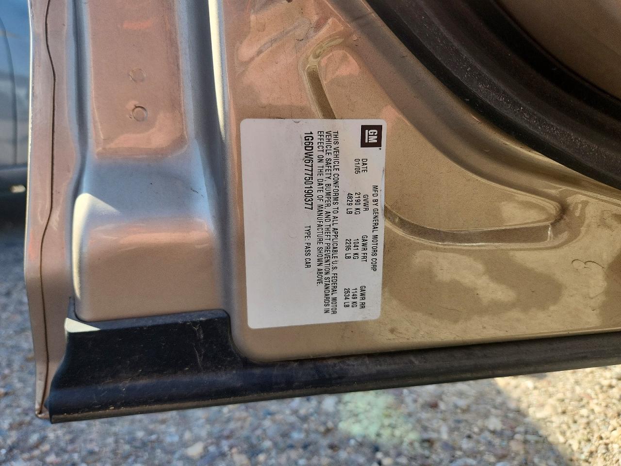 2005 Cadillac Sts Gold vin: 1G6DW677750190377