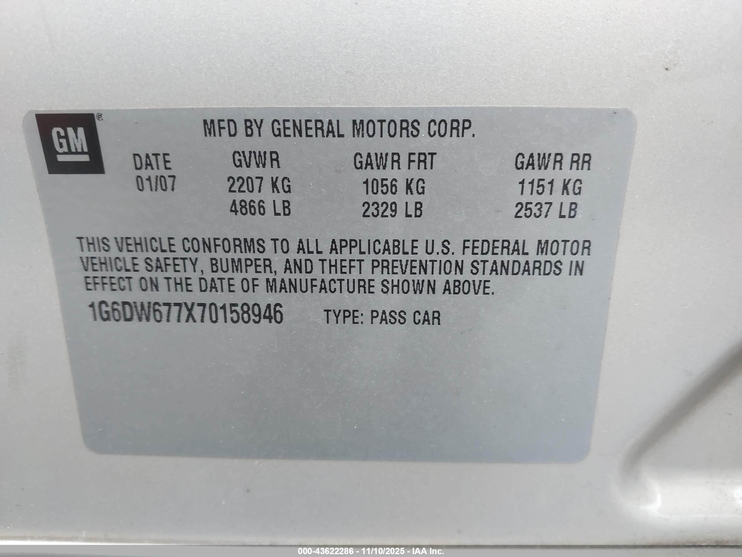 2007 Cadillac Sts V6 Tan vin: 1G6DW677X70158946