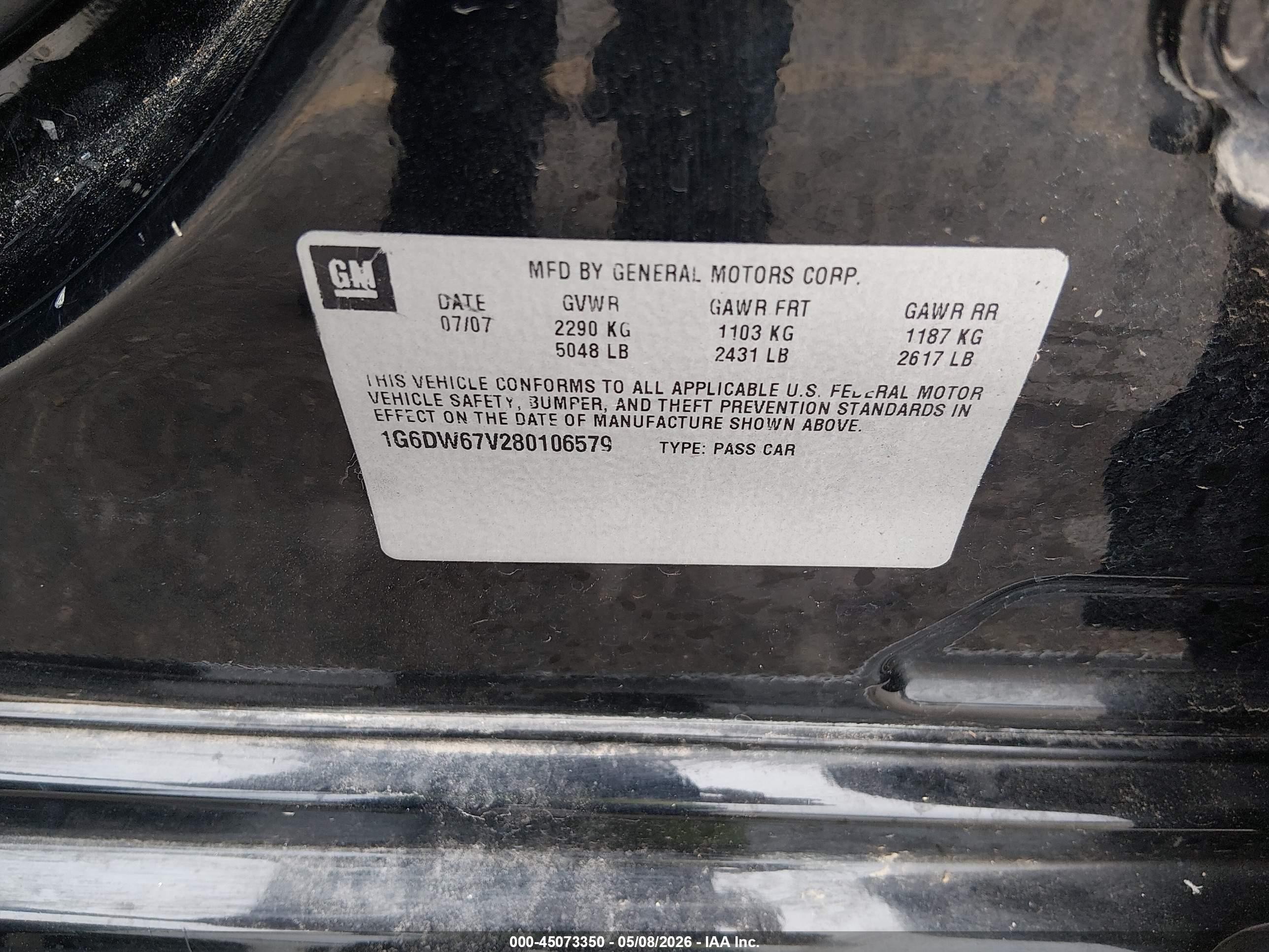 2008 Cadillac Sts V6 Black vin: 1G6DW67V280106579