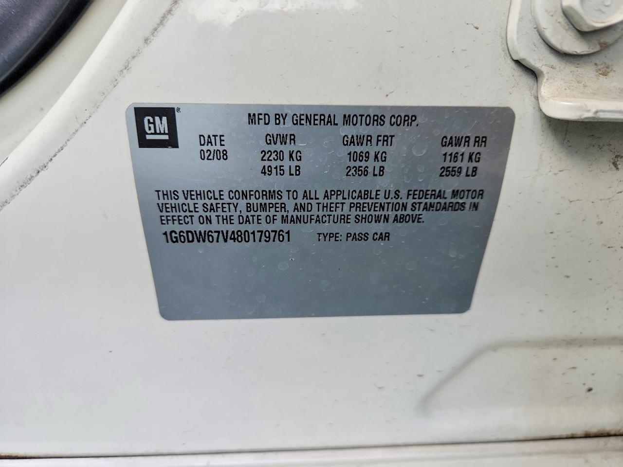 2008 Cadillac Sts White vin: 1G6DW67V480179761