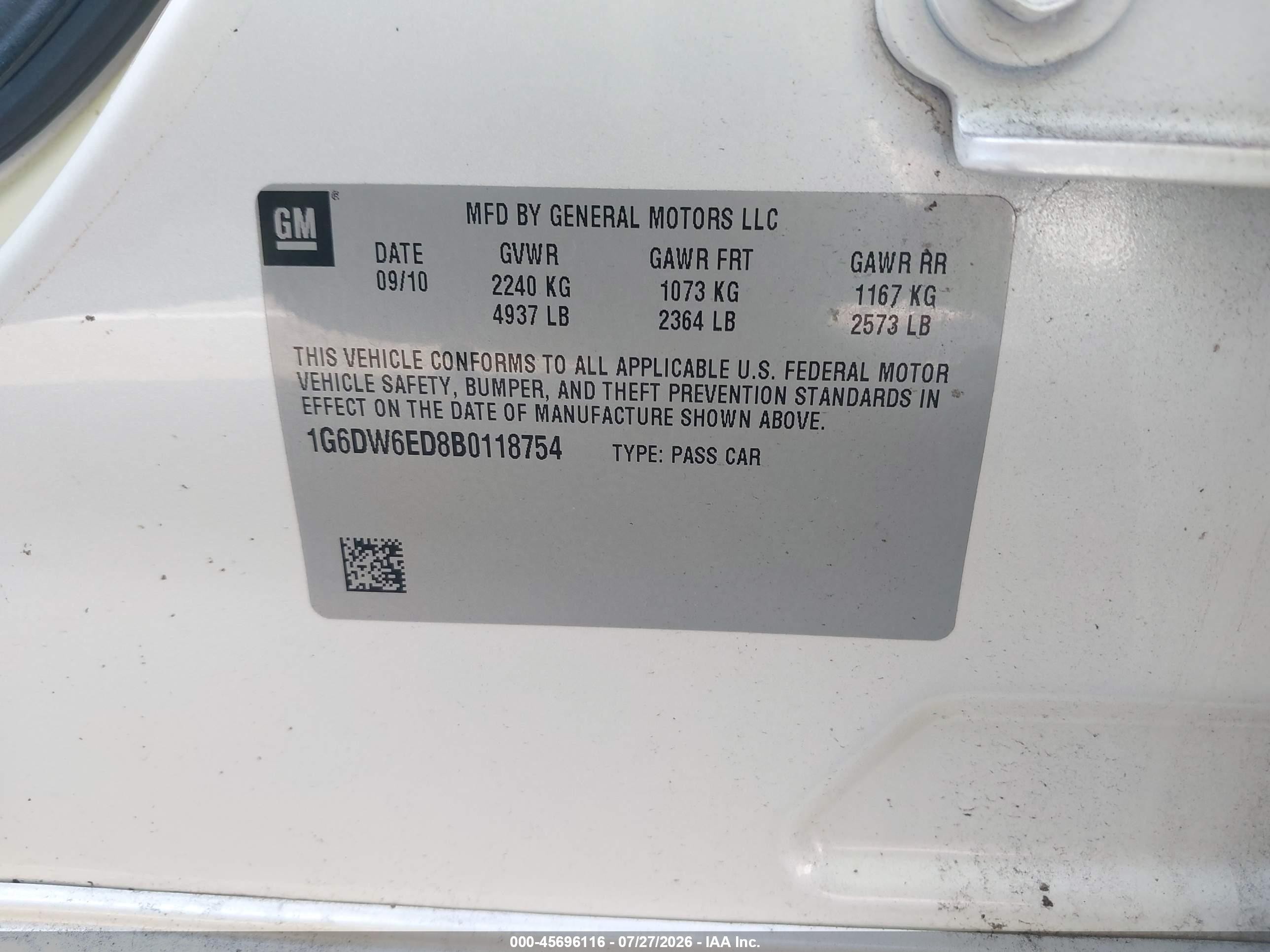 2011 Cadillac Sts Rwd W/1sb Cream vin: 1G6DW6ED8B0118754