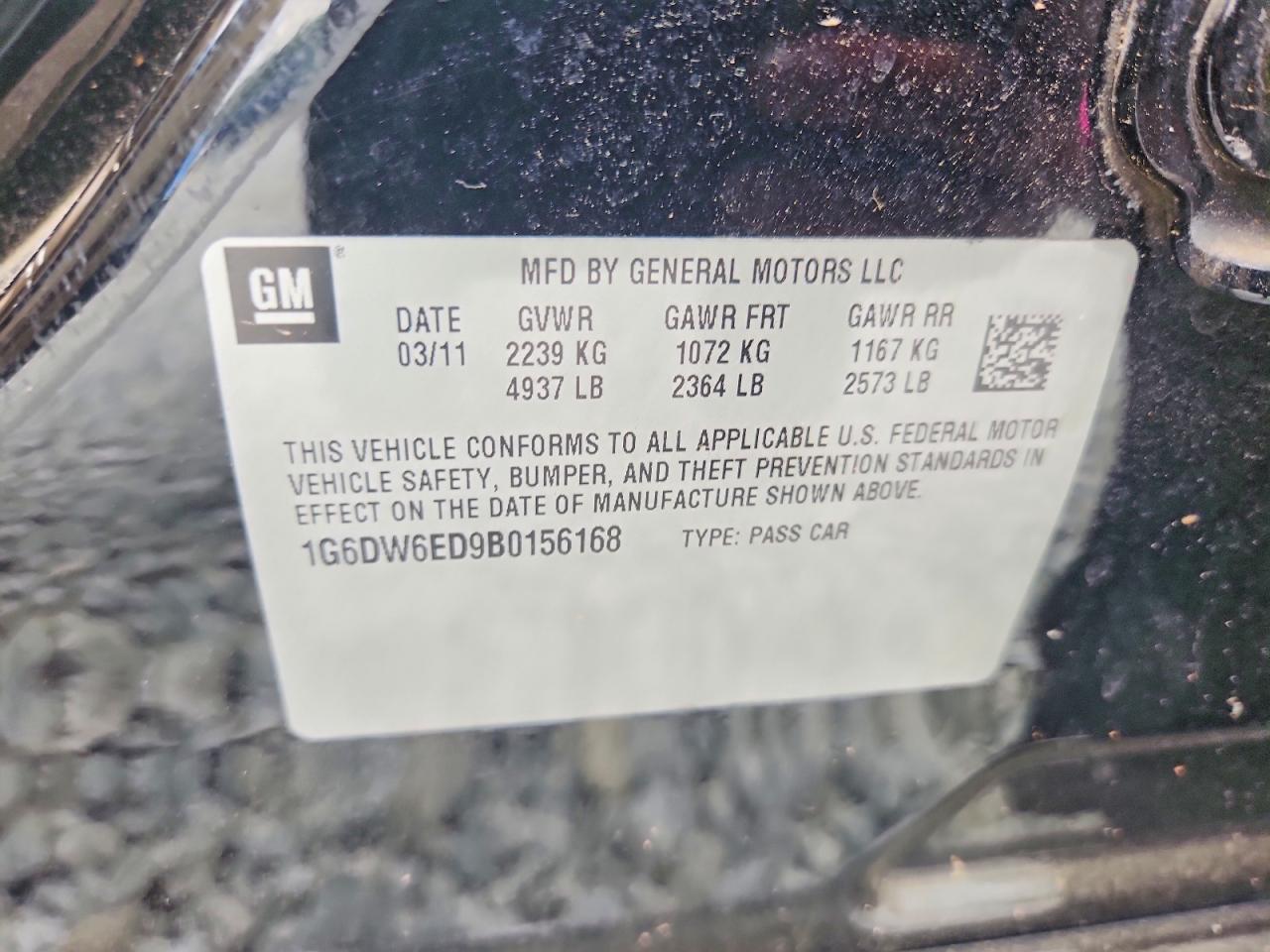 2011 Cadillac Sts Luxury Black vin: 1G6DW6ED9B0156168