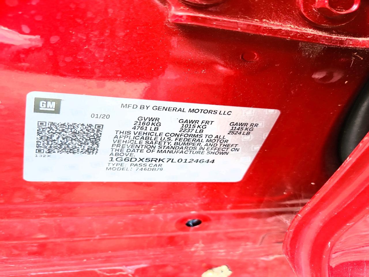 2020 Cadillac Ct5 Luxury Red vin: 1G6DX5RK7L0124644