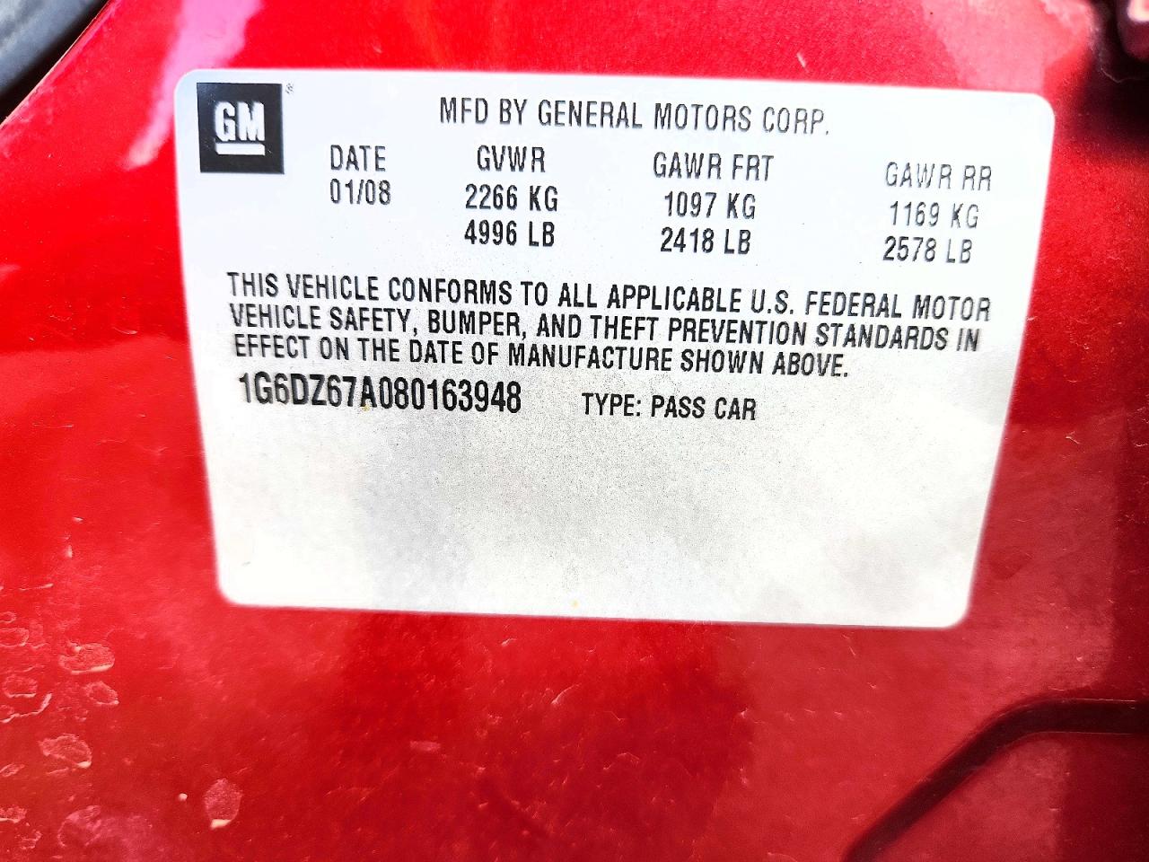 2008 Cadillac Sts Red vin: 1G6DZ67A080163948