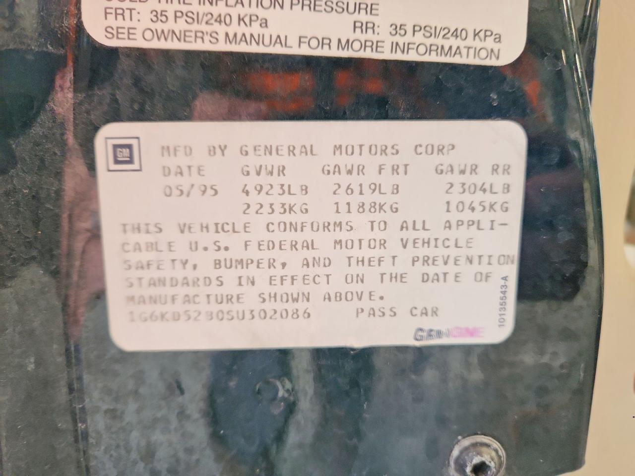 1995 Cadillac Deville Green vin: 1G6KD52B0SU302086