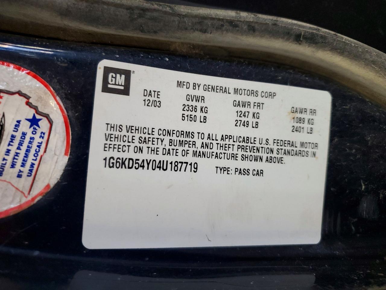 2004 Cadillac Deville Blue vin: 1G6KD54Y04U187719