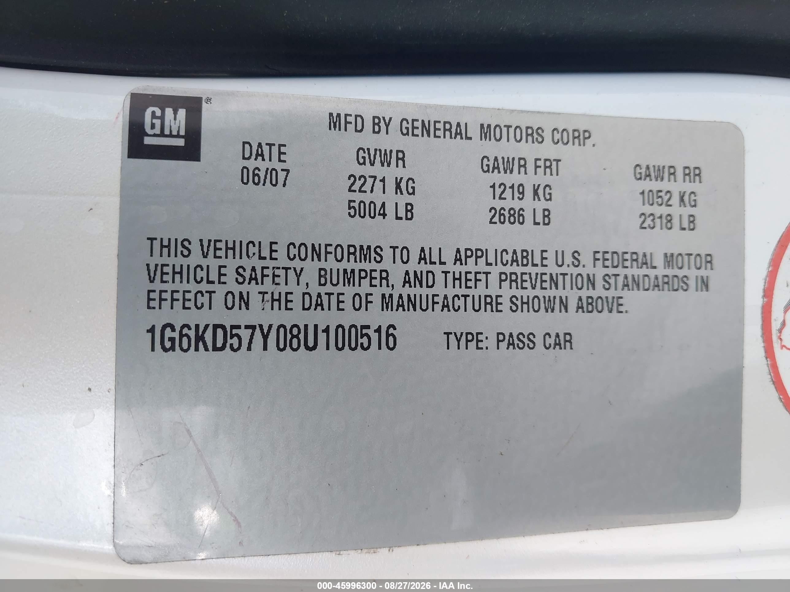 2008 Cadillac Dts 1sa Белый vin: 1G6KD57Y08U100516