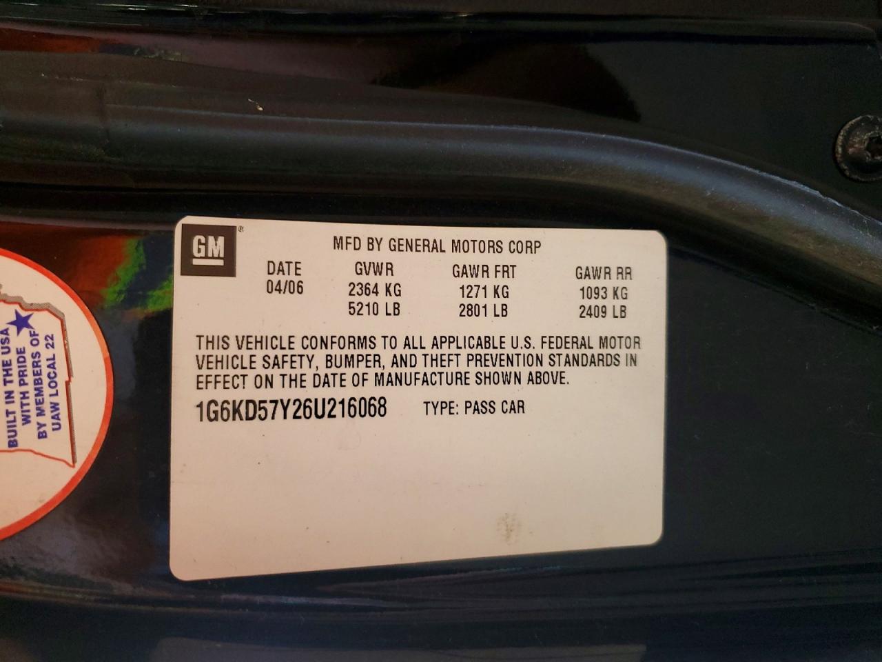 2006 Cadillac Dts Black vin: 1G6KD57Y26U216068