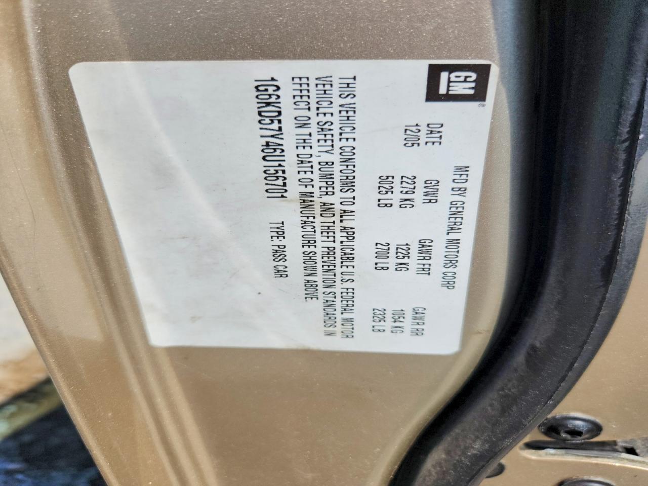 2006 Cadillac Dts Желто-коричневый vin: 1G6KD57Y46U156701