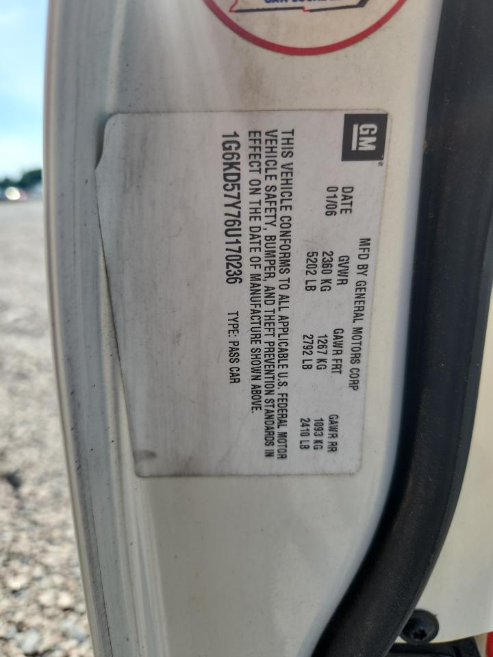 2006 Cadillac Dts White vin: 1G6KD57Y76U170236