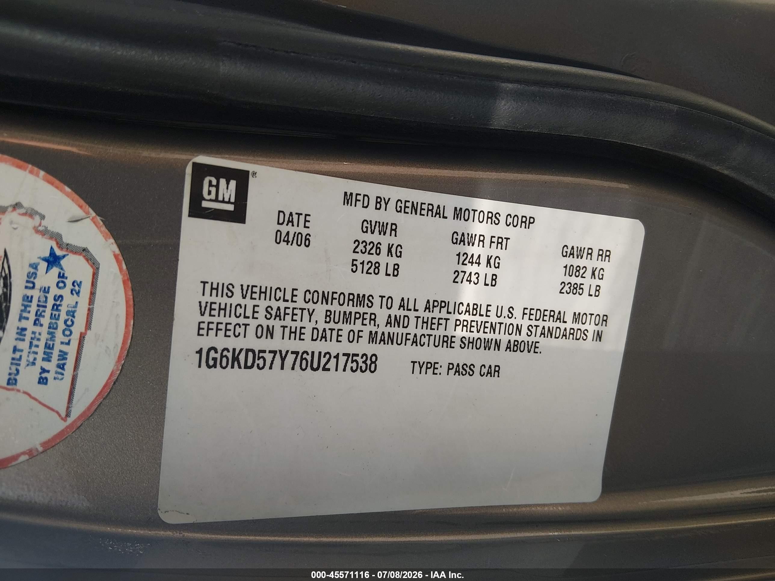 2006 Cadillac Dts 1sb Brown vin: 1G6KD57Y76U217538