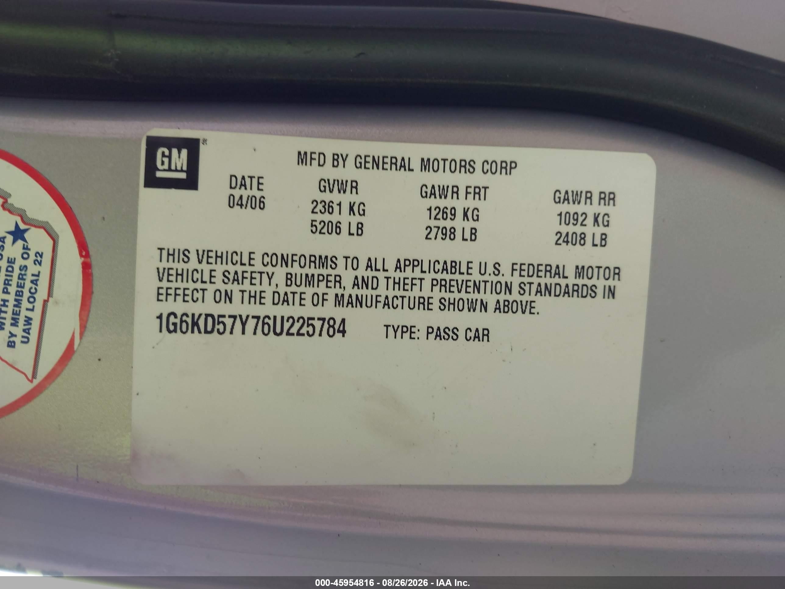 2006 Cadillac Dts 1sb Серебряный vin: 1G6KD57Y76U225784