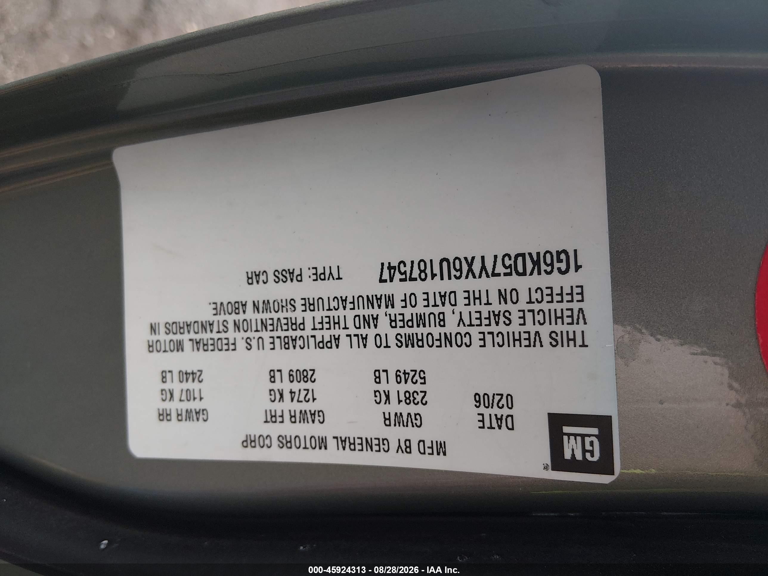 2006 Cadillac Dts 1sb Light Blue vin: 1G6KD57YX6U187547