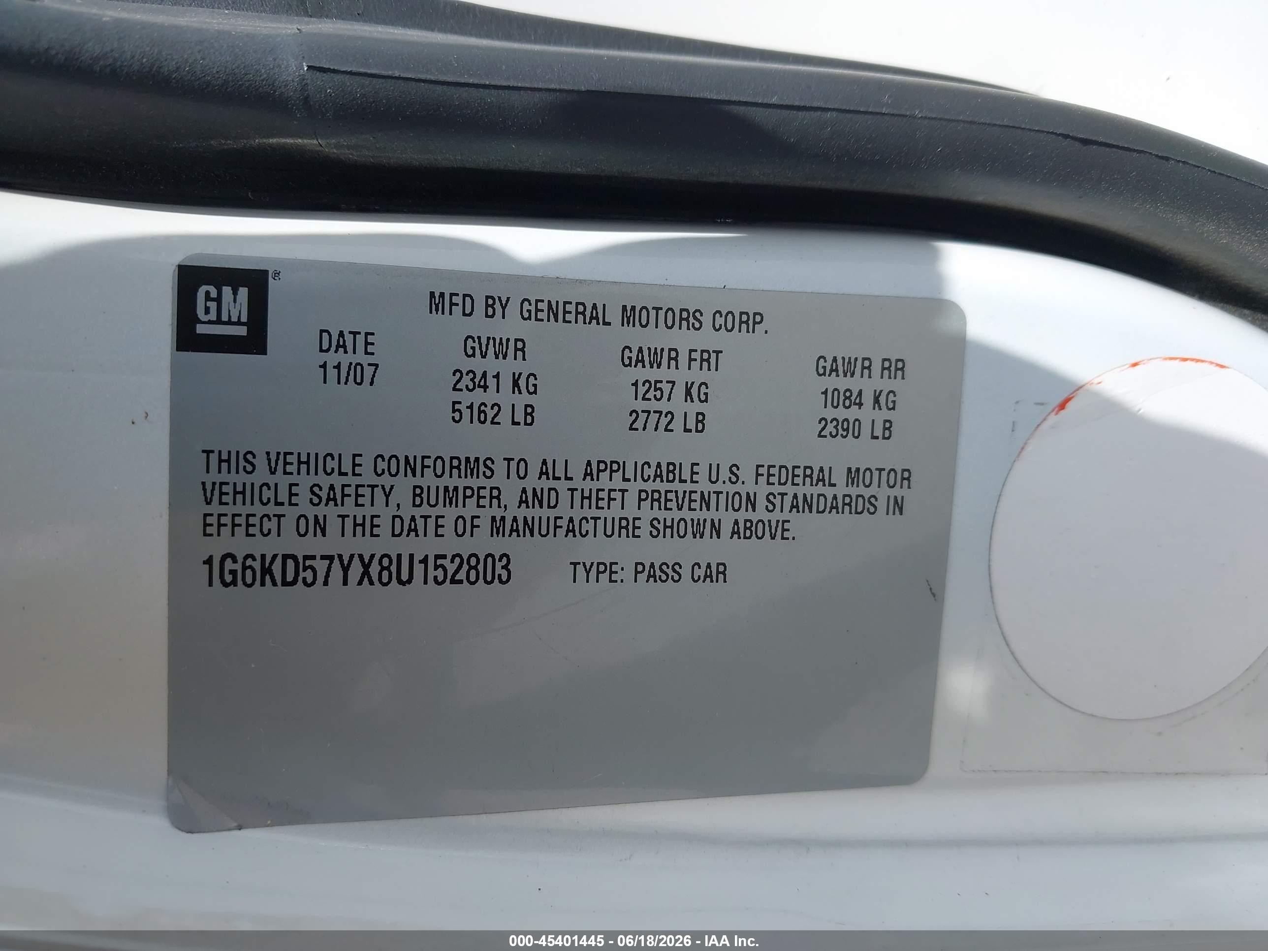 2008 Cadillac Dts 1sb Белый vin: 1G6KD57YX8U152803