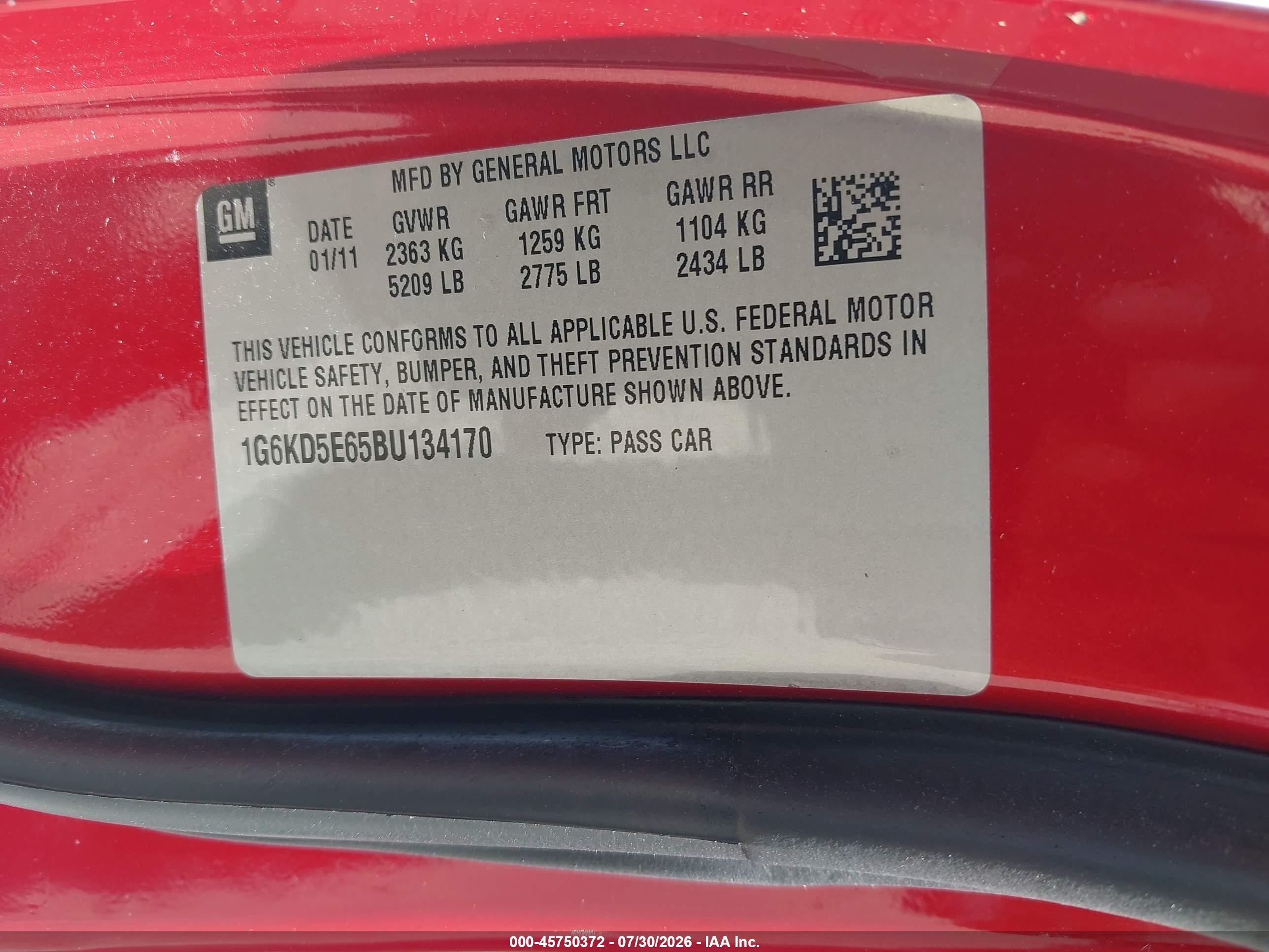 2011 Cadillac Dts Luxury Collection Red vin: 1G6KD5E65BU134170