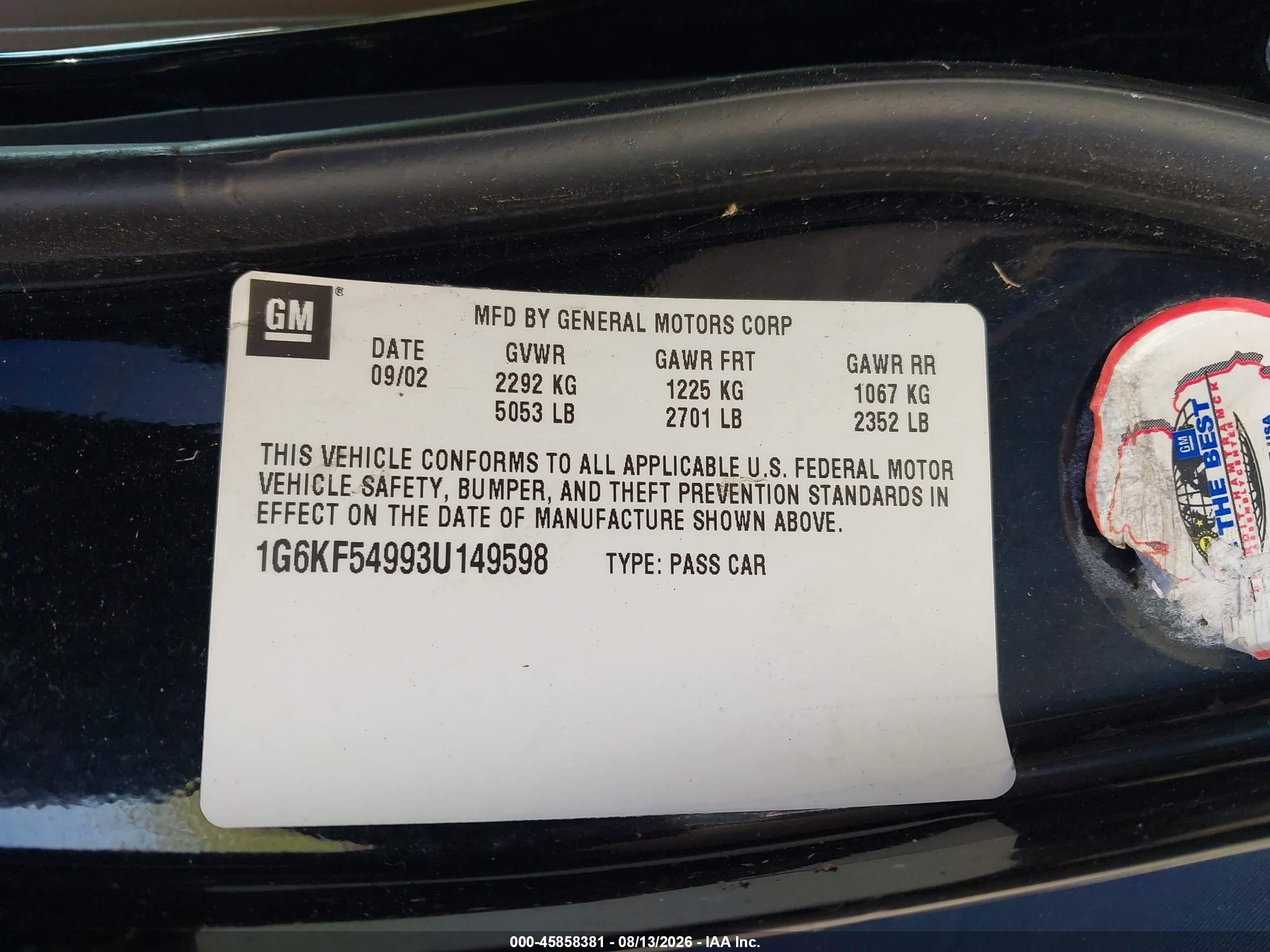 2003 Cadillac Deville Dts Black vin: 1G6KF54993U149598