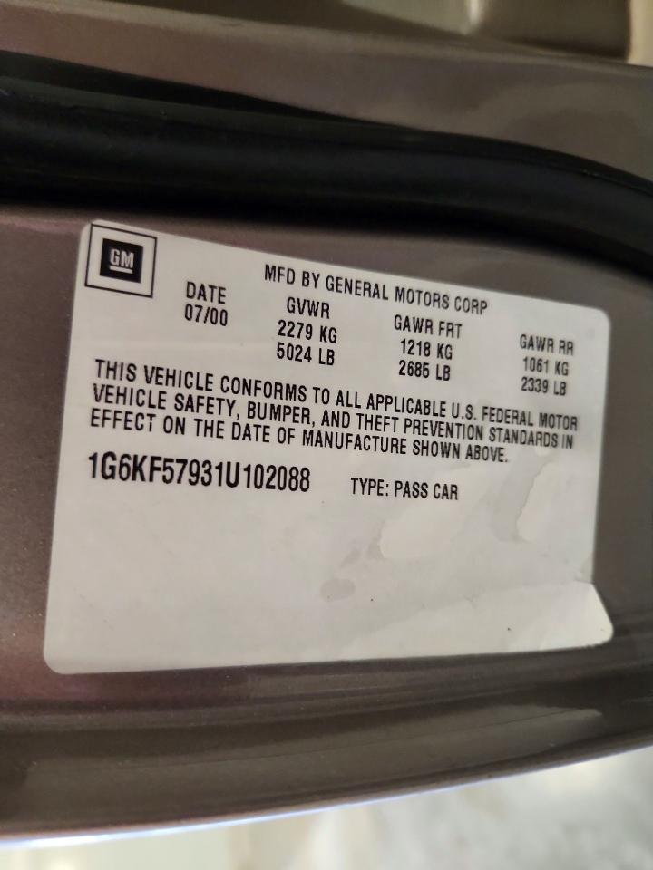 2001 Cadillac Deville Dts Tan vin: 1G6KF57931U102088