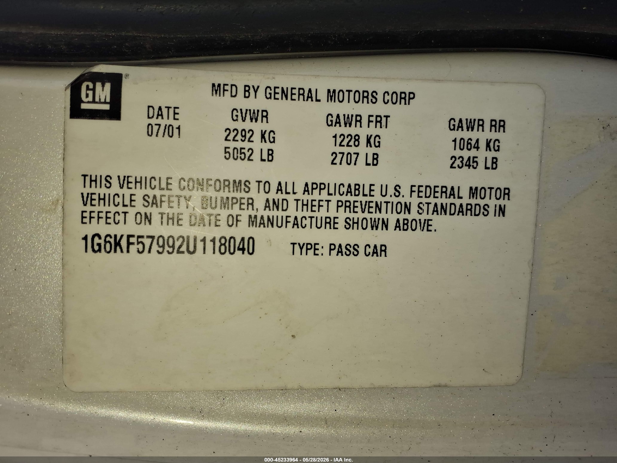 2002 Cadillac Deville Dts White vin: 1G6KF57992U118040