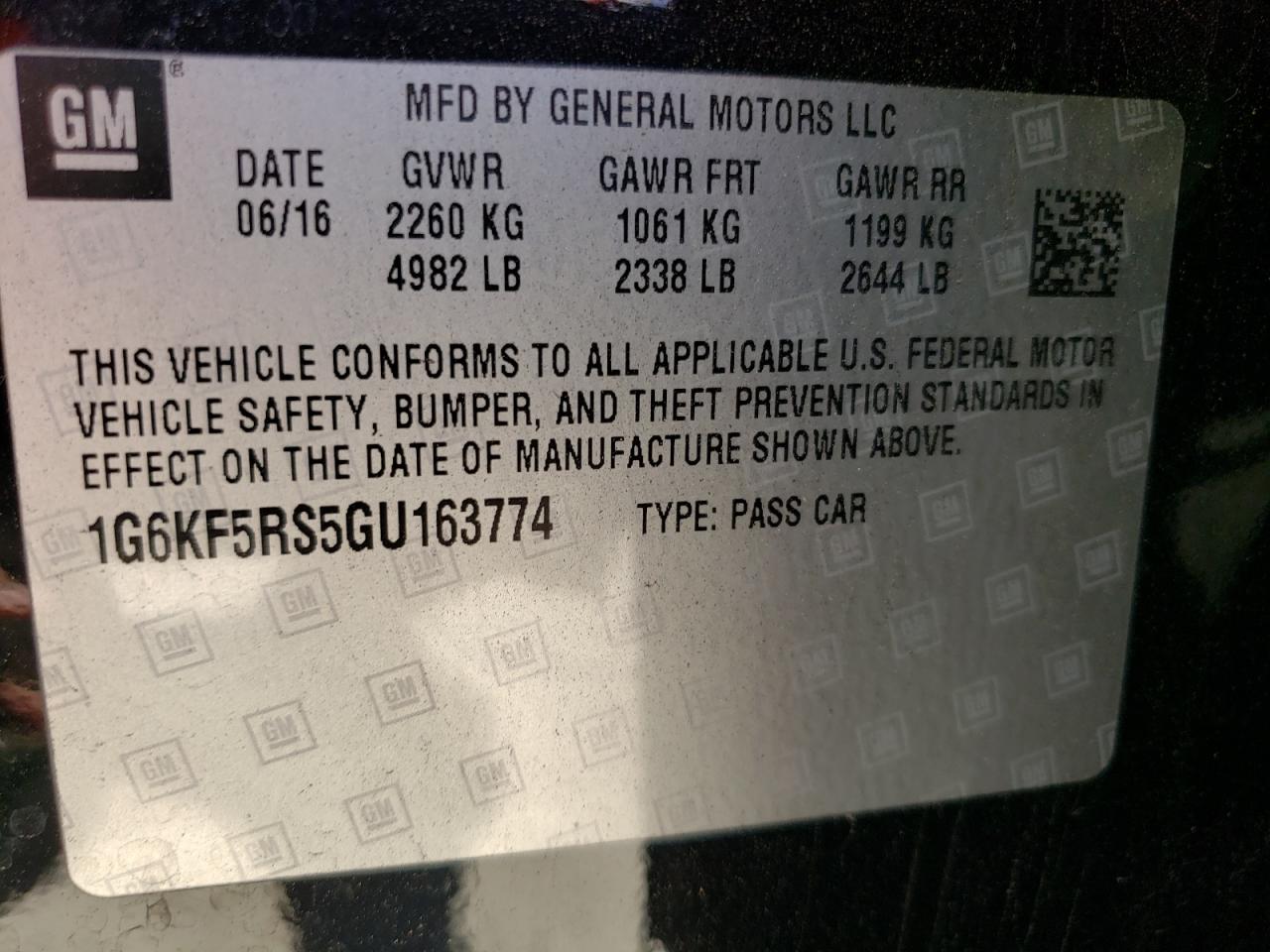 2016 Cadillac Ct6 Premium Black vin: 1G6KF5RS5GU163774