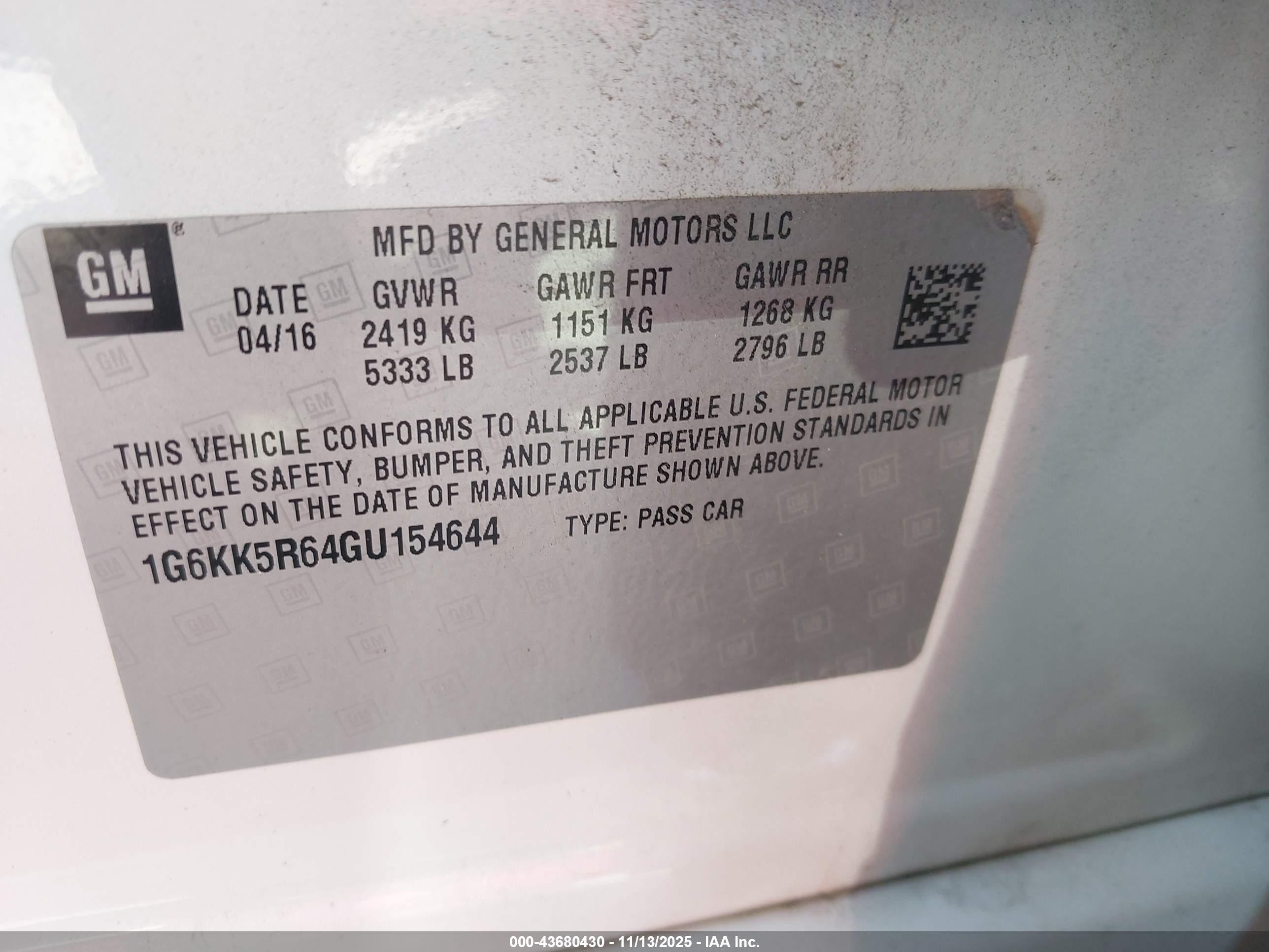 2016 Cadillac Ct6 Platinum White vin: 1G6KK5R64GU154644