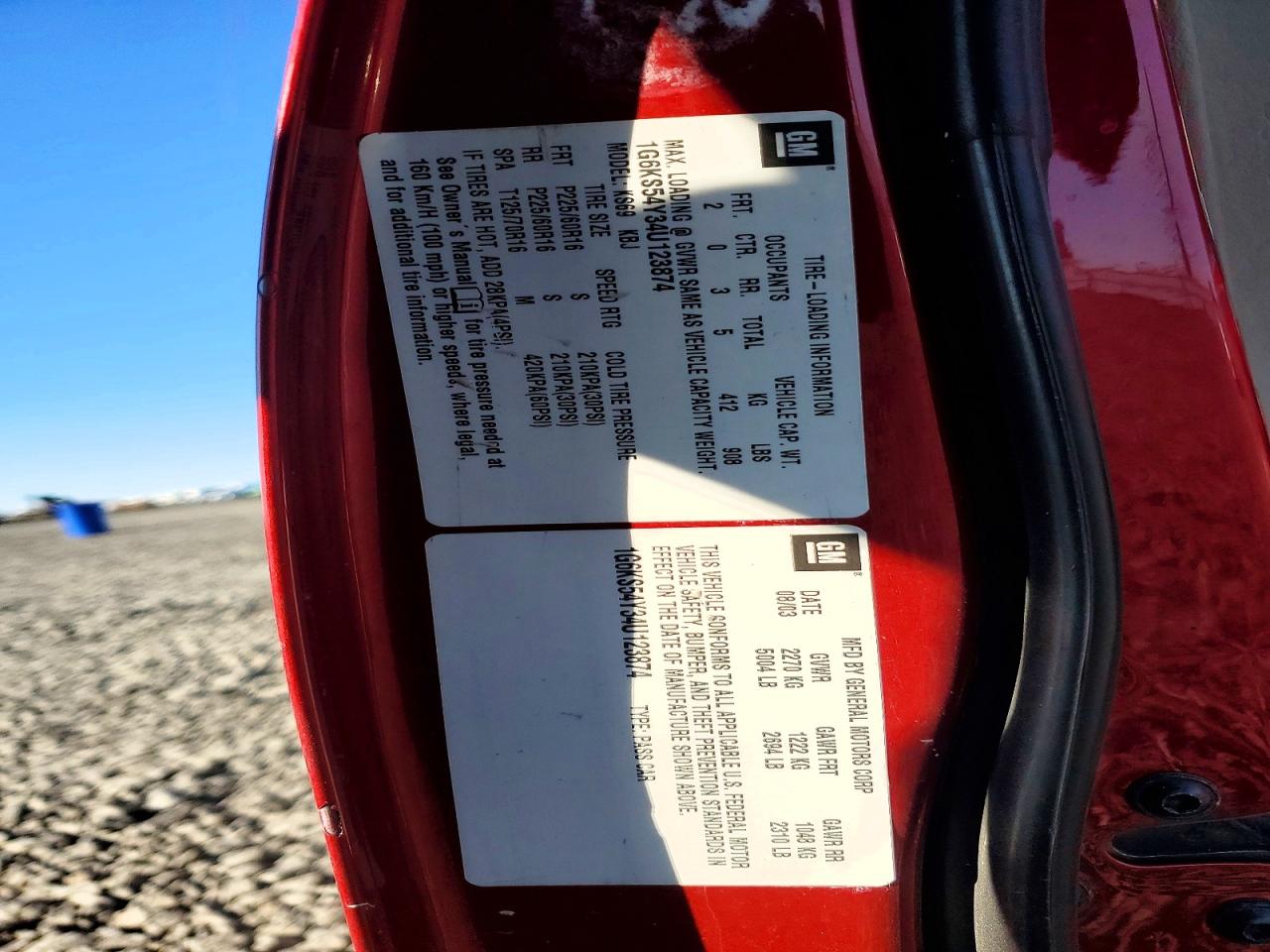 2004 Cadillac Seville Sls Red vin: 1G6KS54Y34U123874
