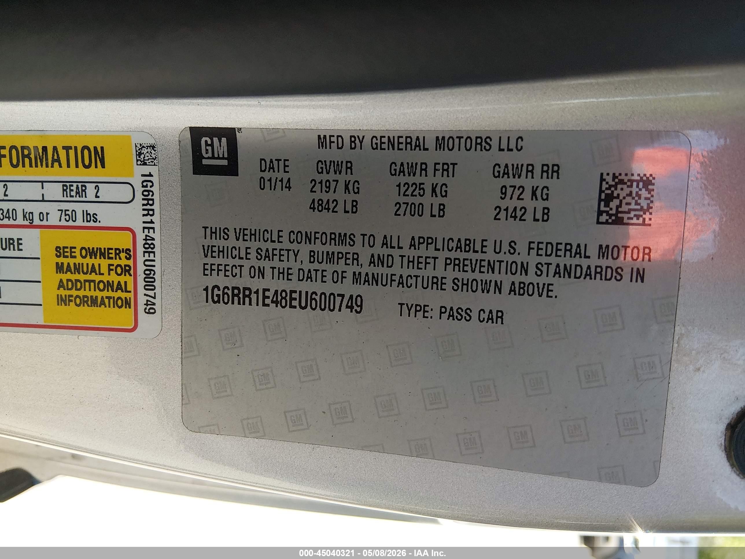 2014 Cadillac Elr Standard Серебряный vin: 1G6RR1E48EU600749