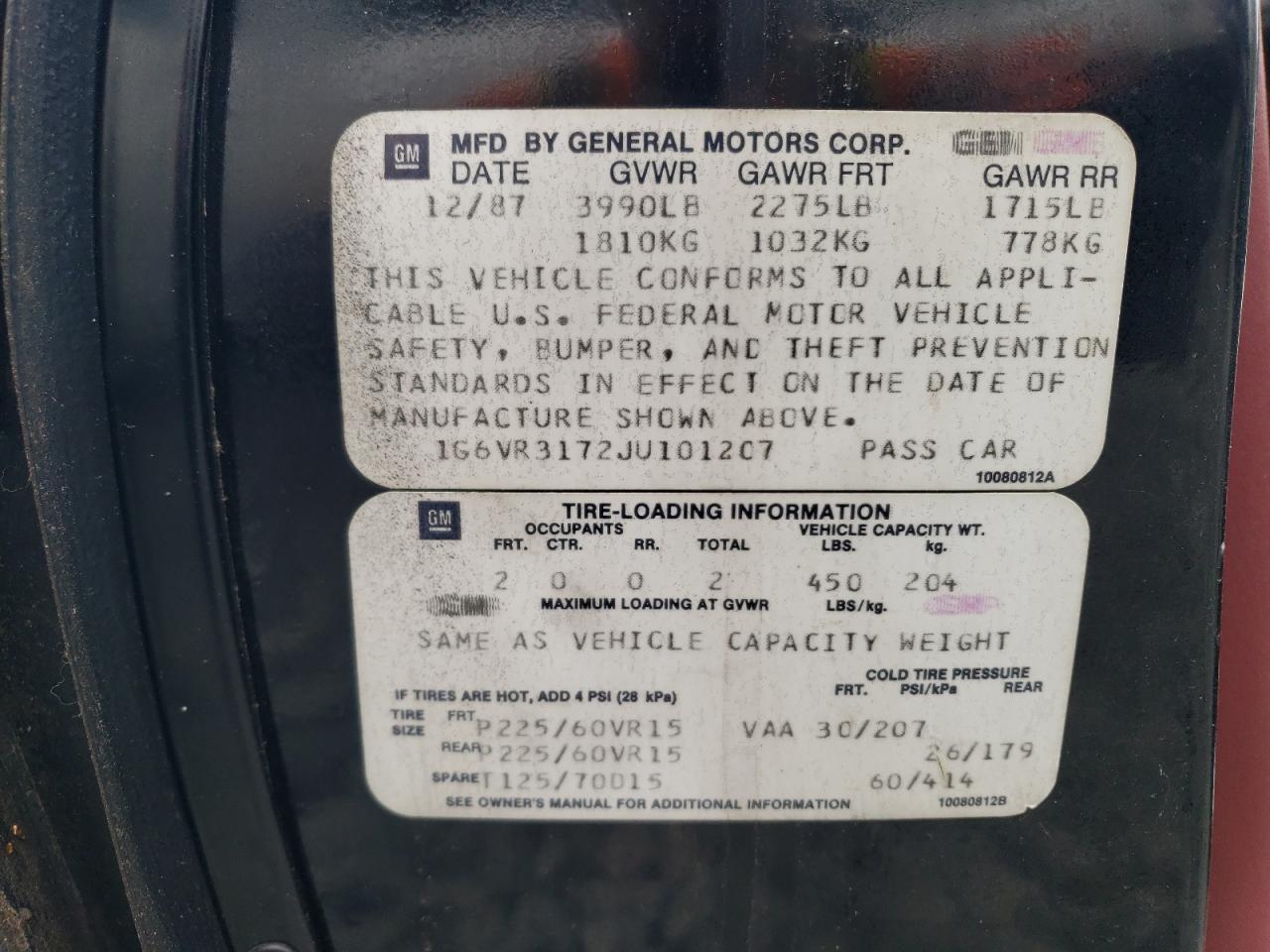 1987 Cadillac Allante Black vin: 1G6VR3172JU1012C7