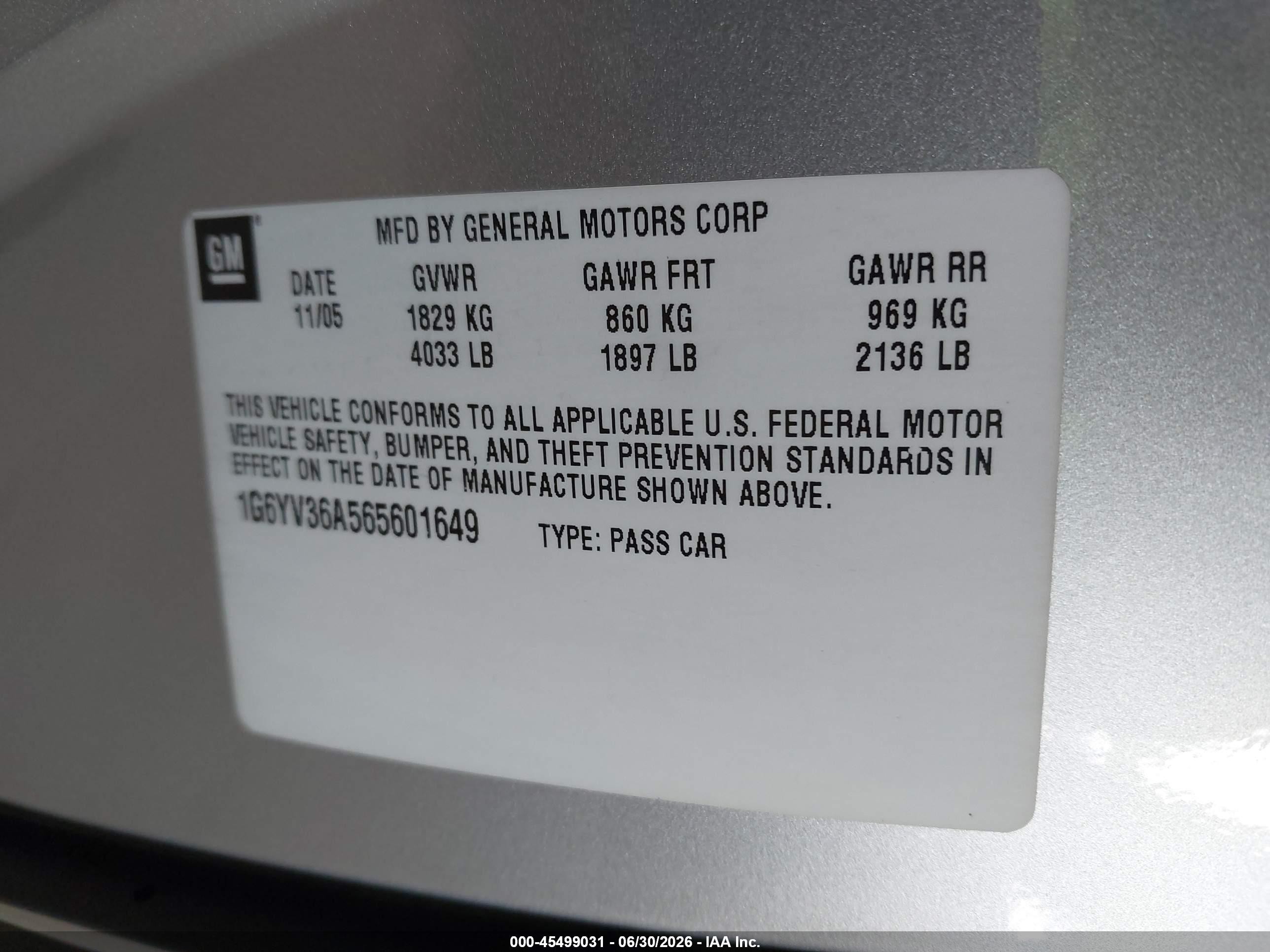 2006 Cadillac Xlr   Silver vin: 1G6YV36A565601649