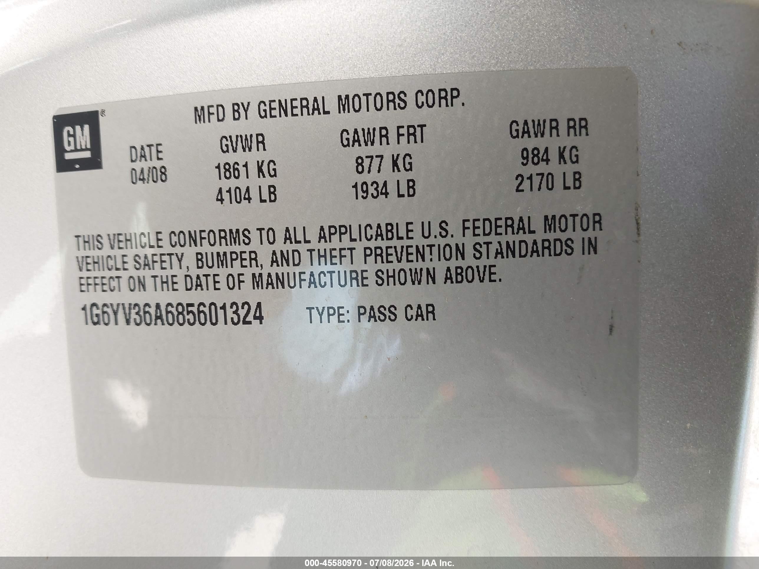 2008 Cadillac Xlr   Silver vin: 1G6YV36A685601324
