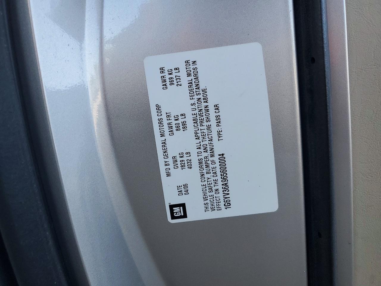 2006 Cadillac Xlr Silver vin: 1G6YV36A965600004