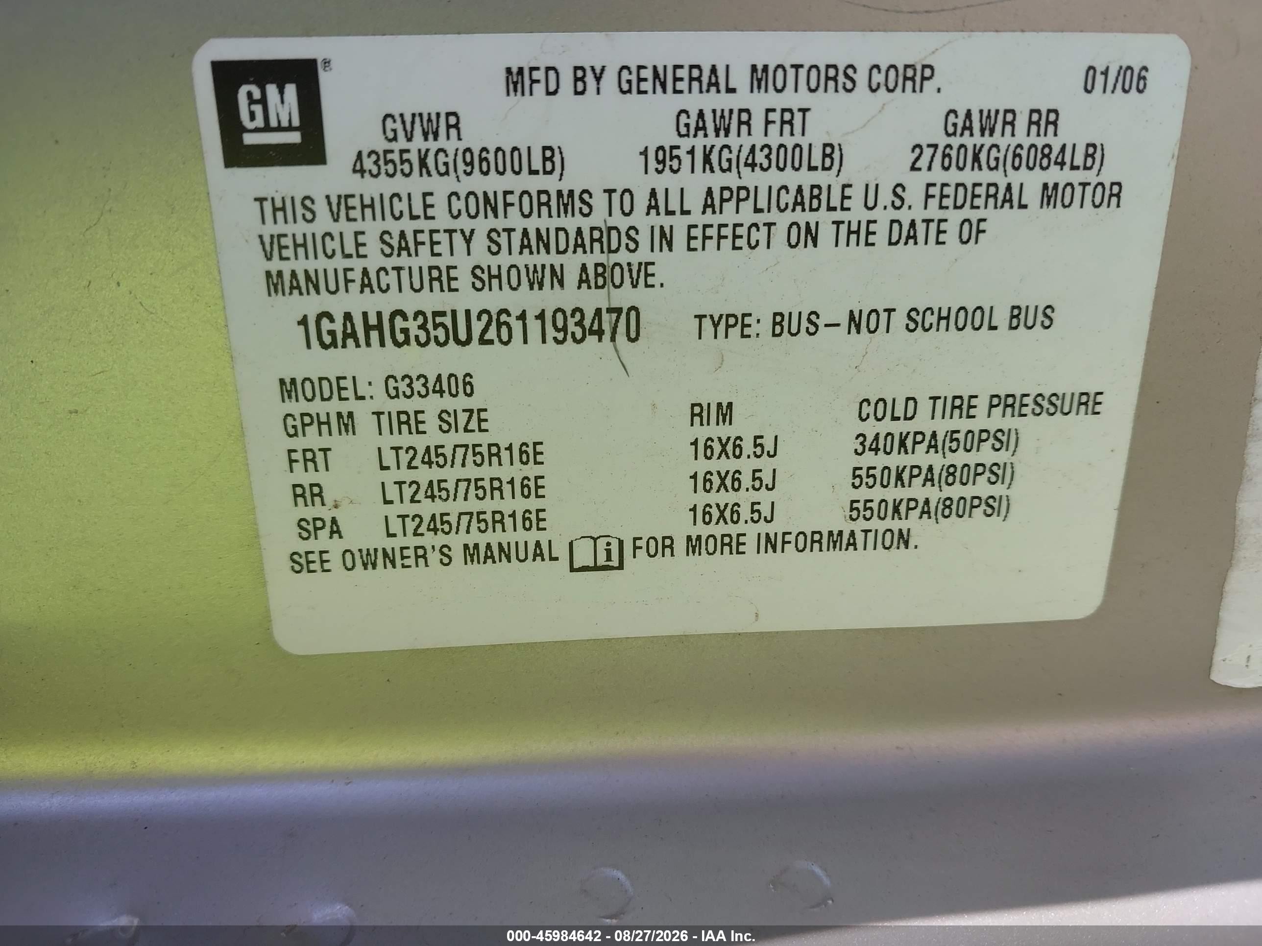 2006 Chevrolet Express Ls Gold vin: 1GAHG35U261193470