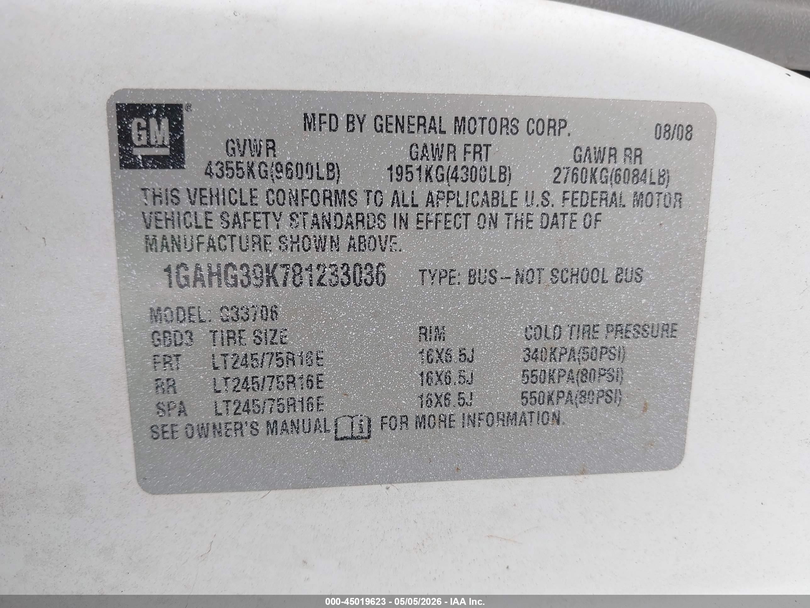 2008 Chevrolet Express Ls White vin: 1GAHG39K781233036