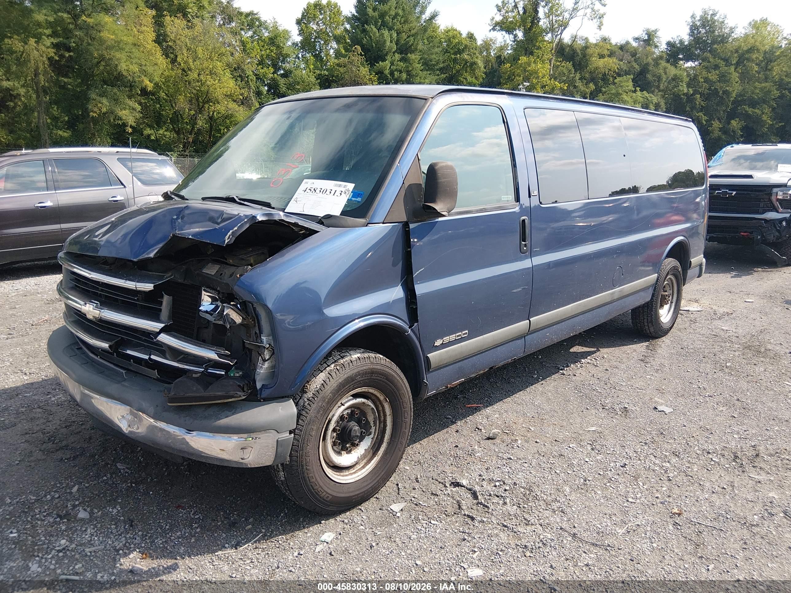 1997 Chevrolet Express Van G3500 Blue vin: 1GAHG39R8V1080899