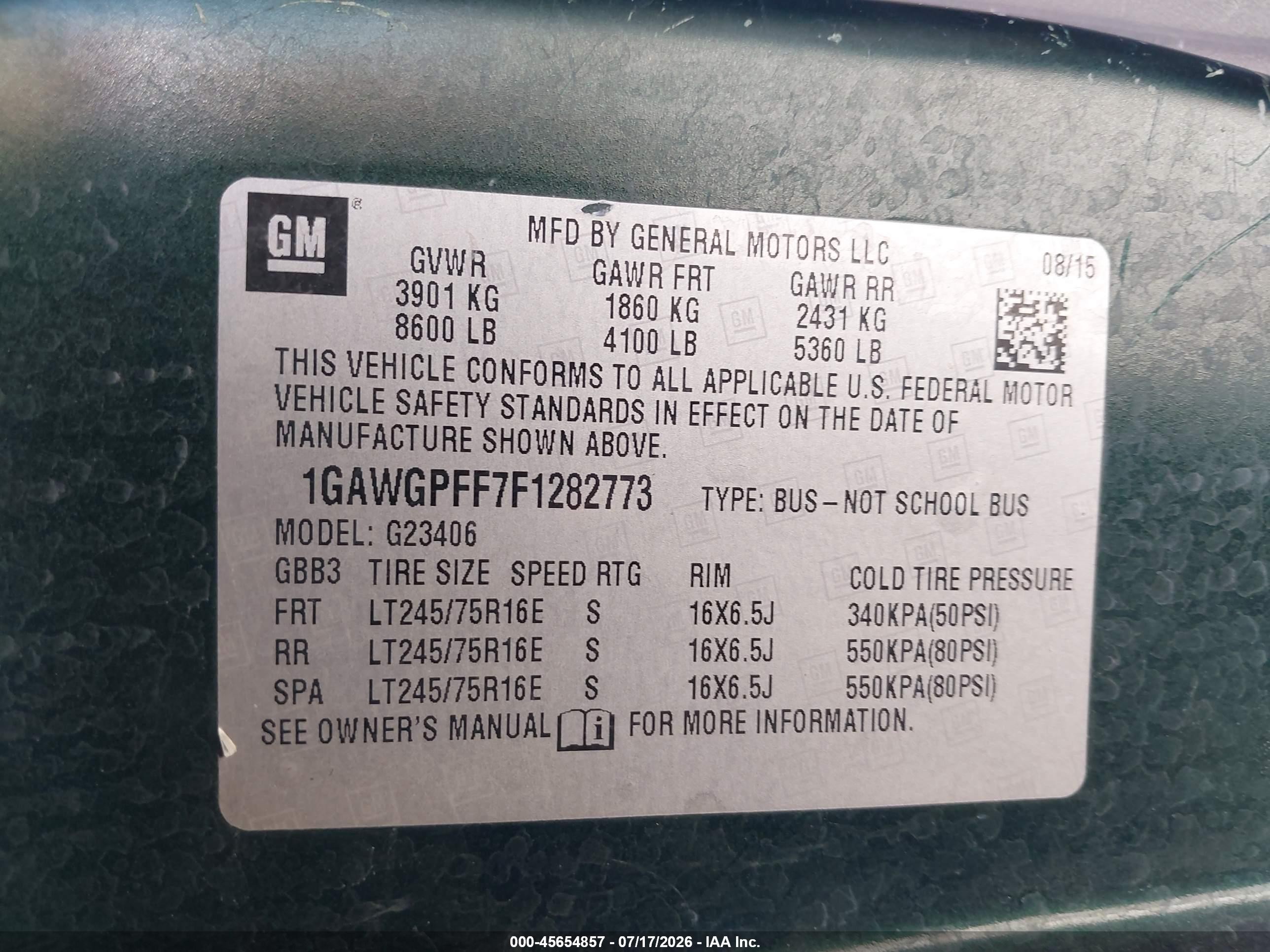 2015 Chevrolet Express 2500 Ls Green vin: 1GAWGPFF7F1282773