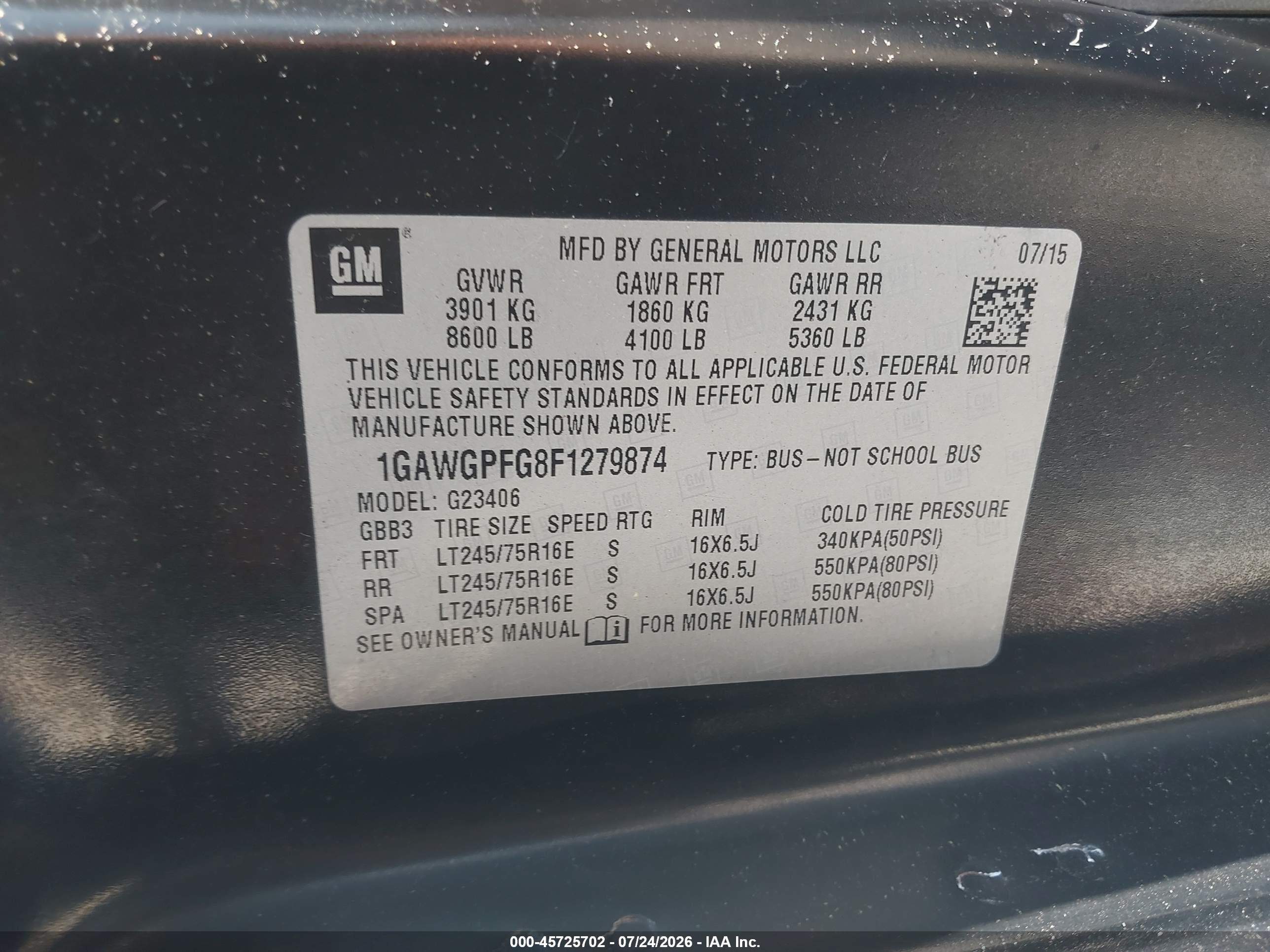 2015 Chevrolet Express 2500 Ls Black vin: 1GAWGPFG8F1279874